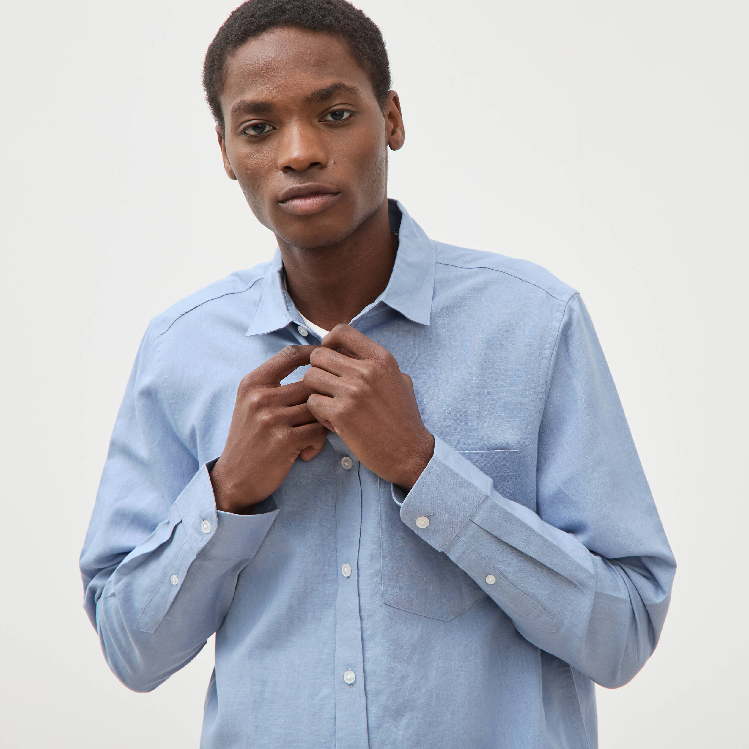 Chemise manches longues bleu gris homme