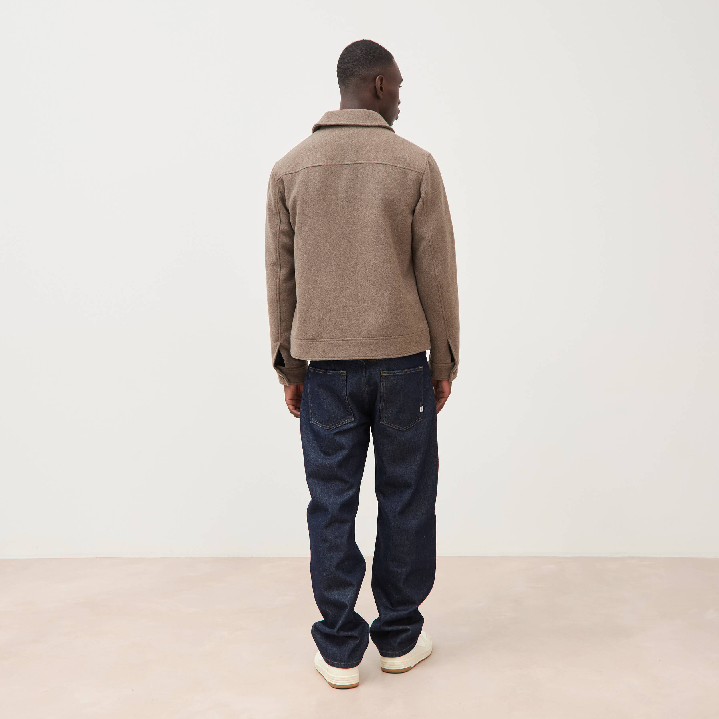 Veste oversize courte col classique taupe homme