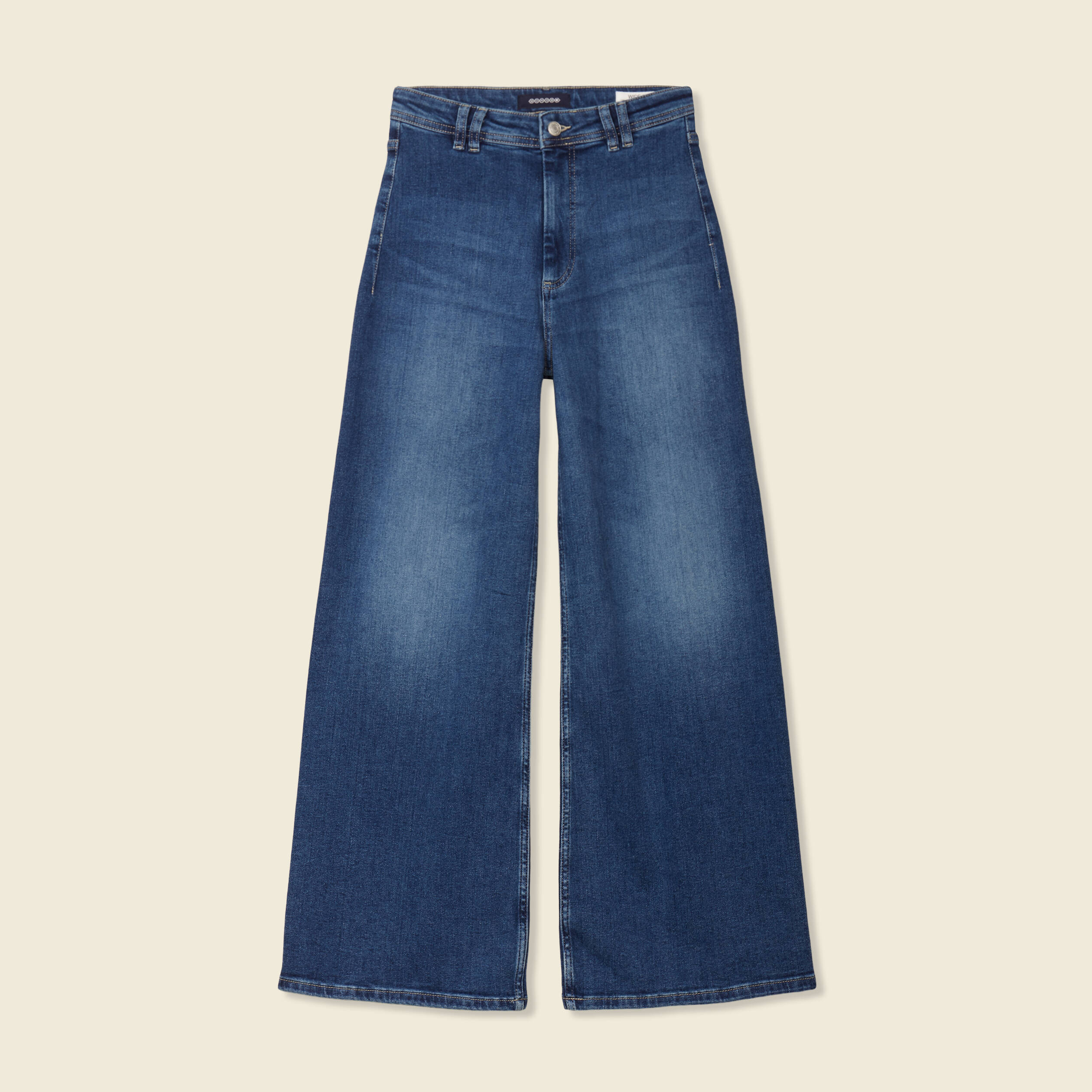 Jeans wide leg taille haute denim stone femme