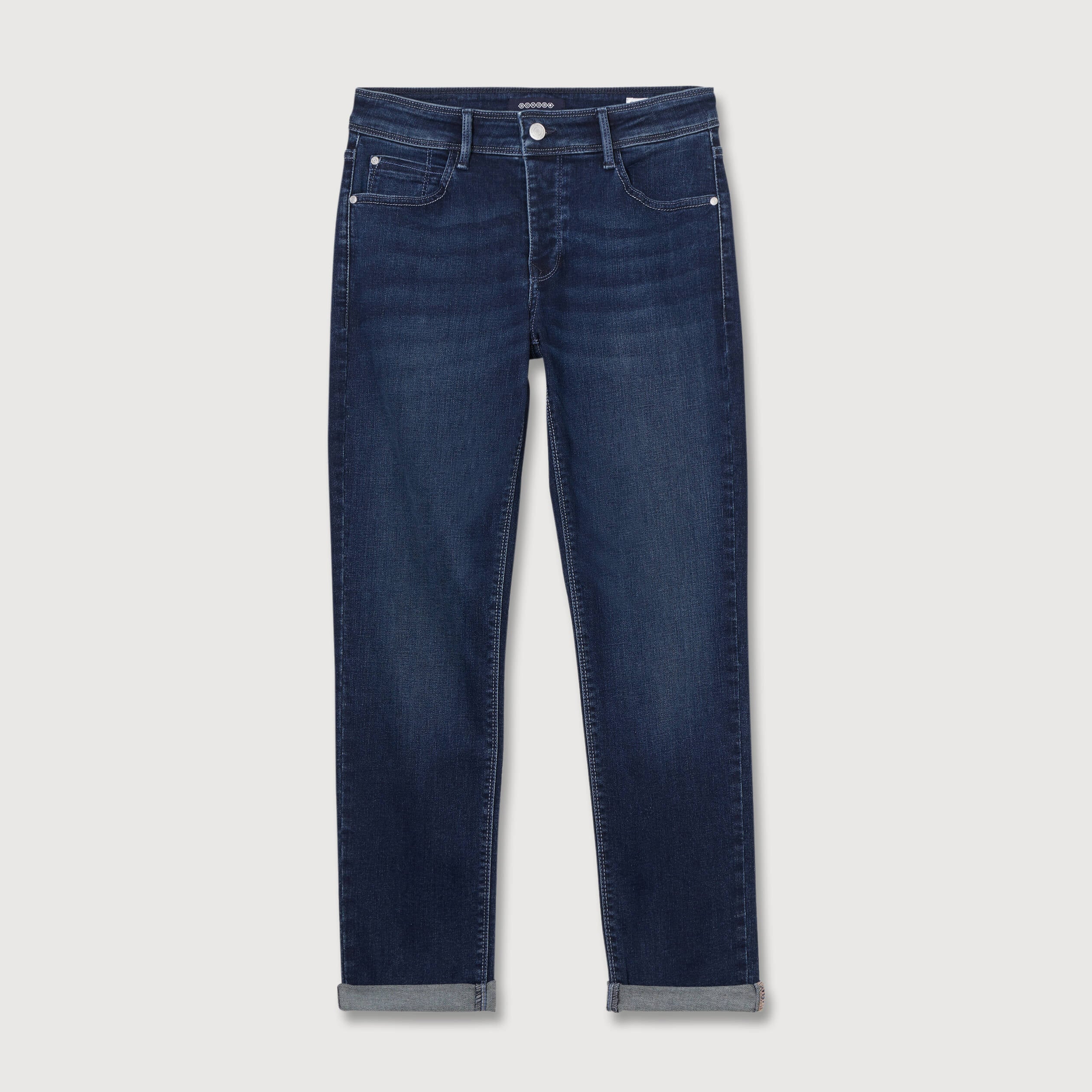 Jeans girlfriend taille haute denim dirty femme