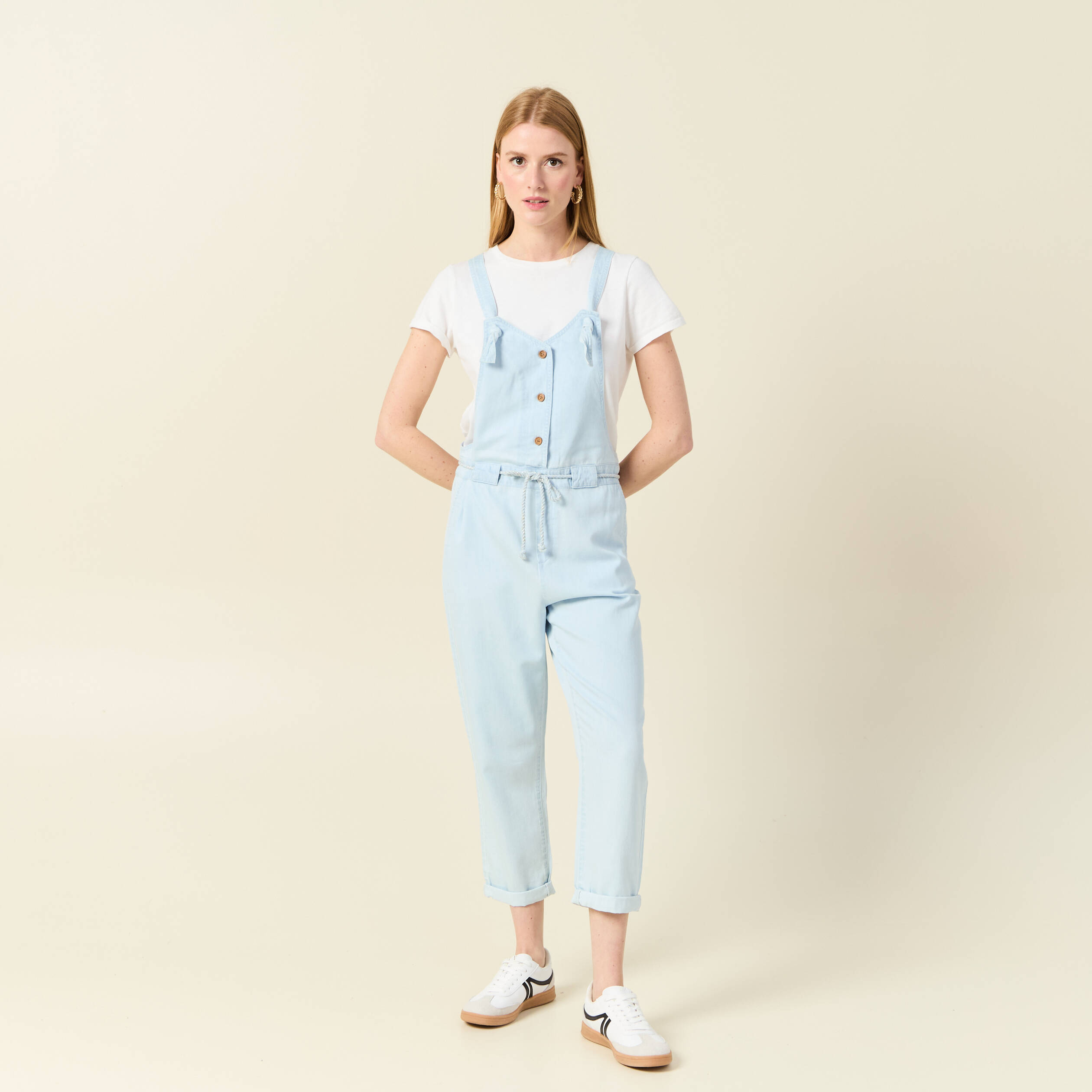 salopette en denim denim bleach femme Salopette en denim denim bleach femme