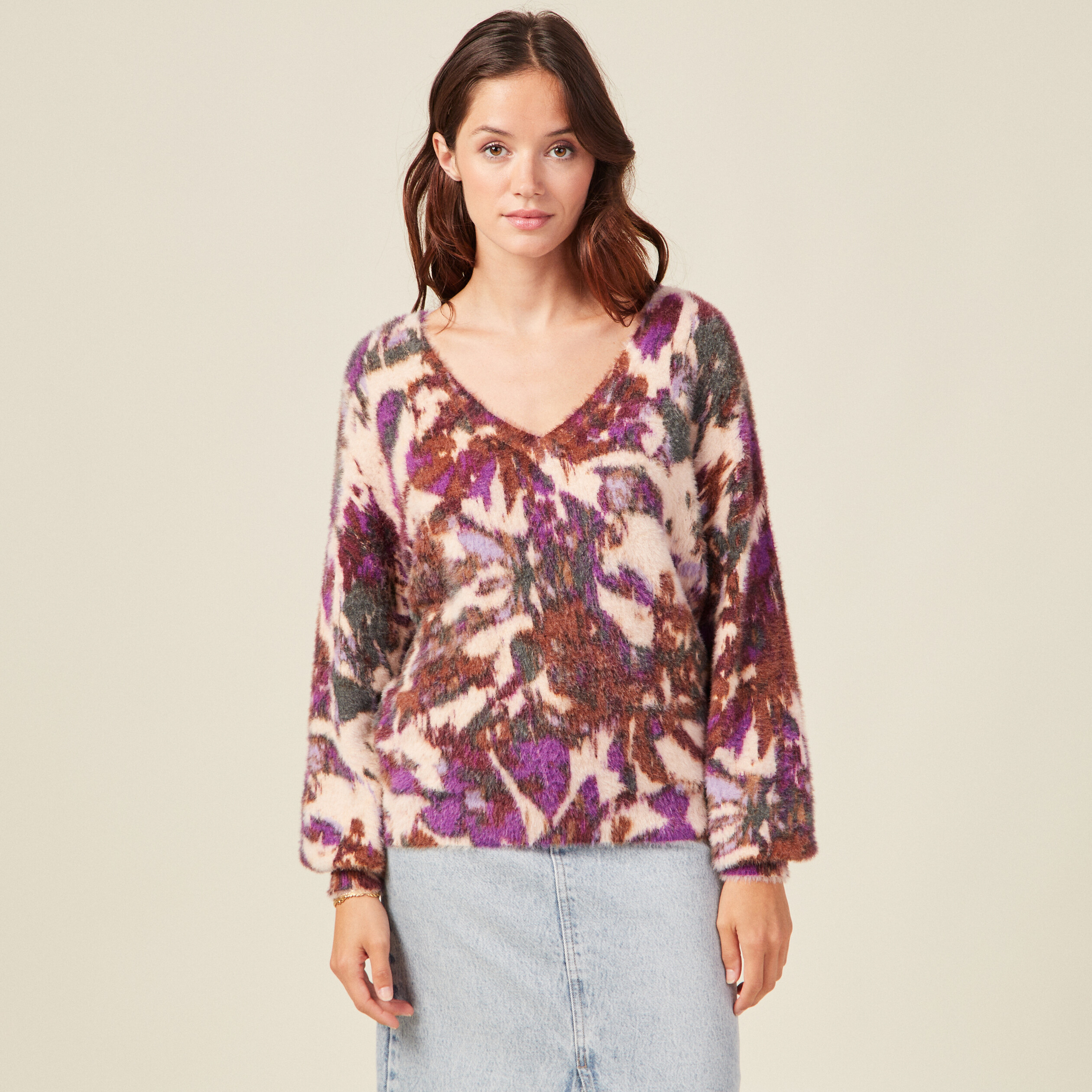 pull manches longues violet femme Pull manches longues violet femme