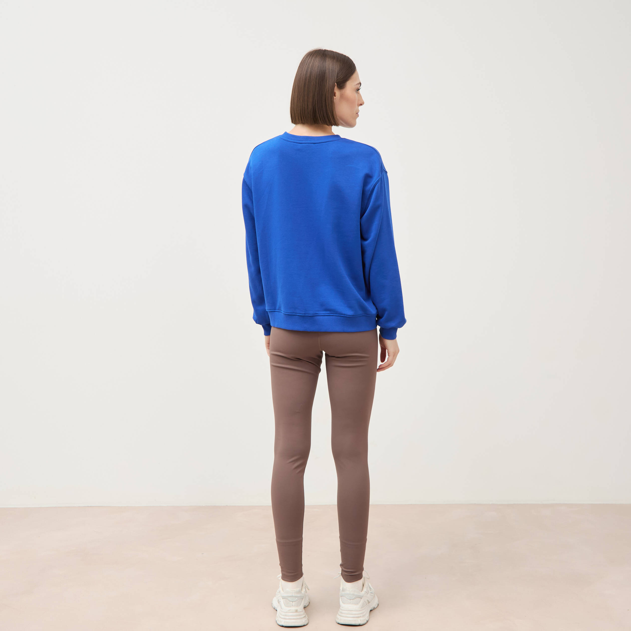 Sweat droit manches longues bleu electrique femme
