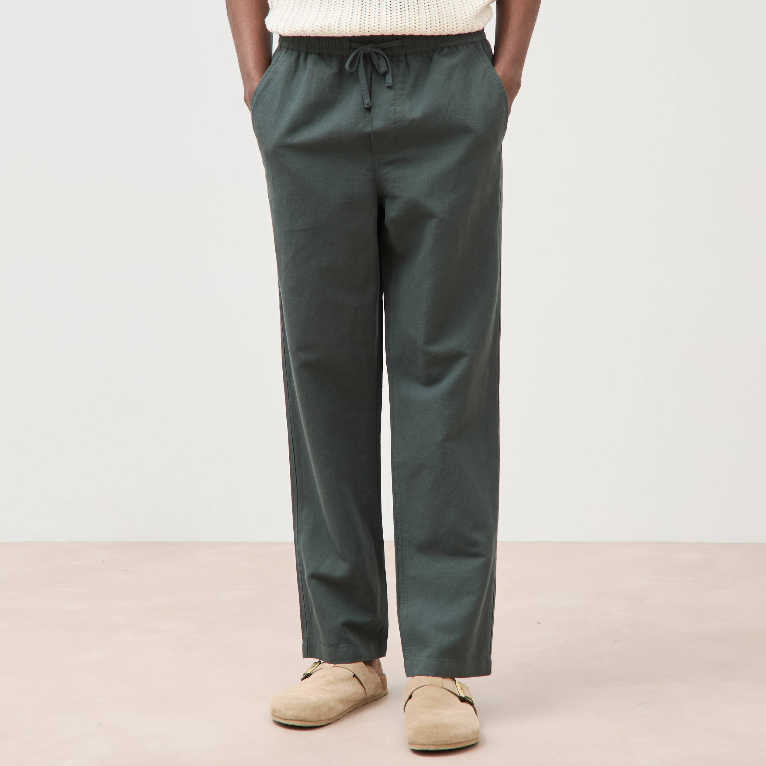 Pantalon coupe straight vert kaki homme