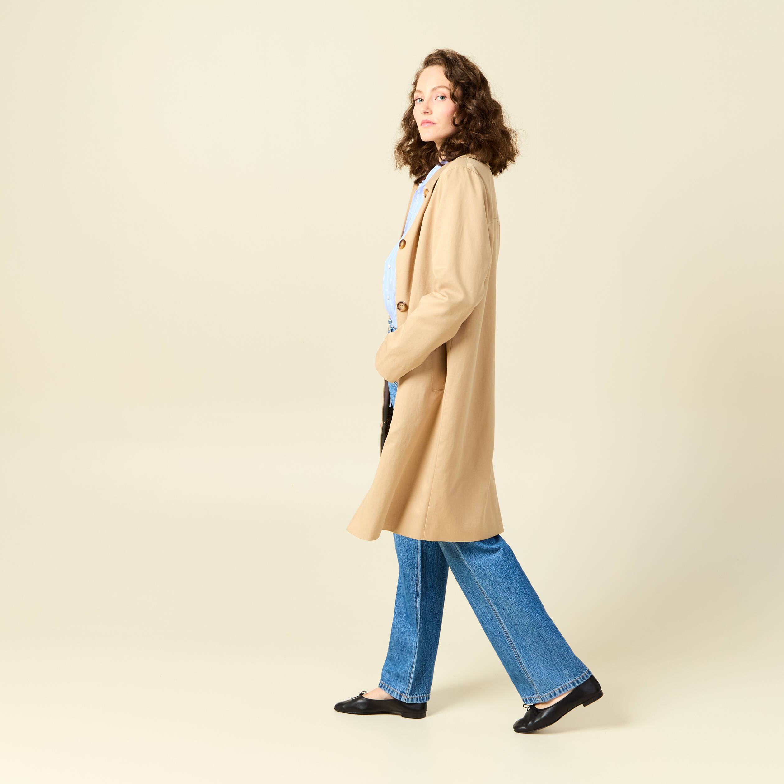 Manteau eco responsable beige femme Bonobo