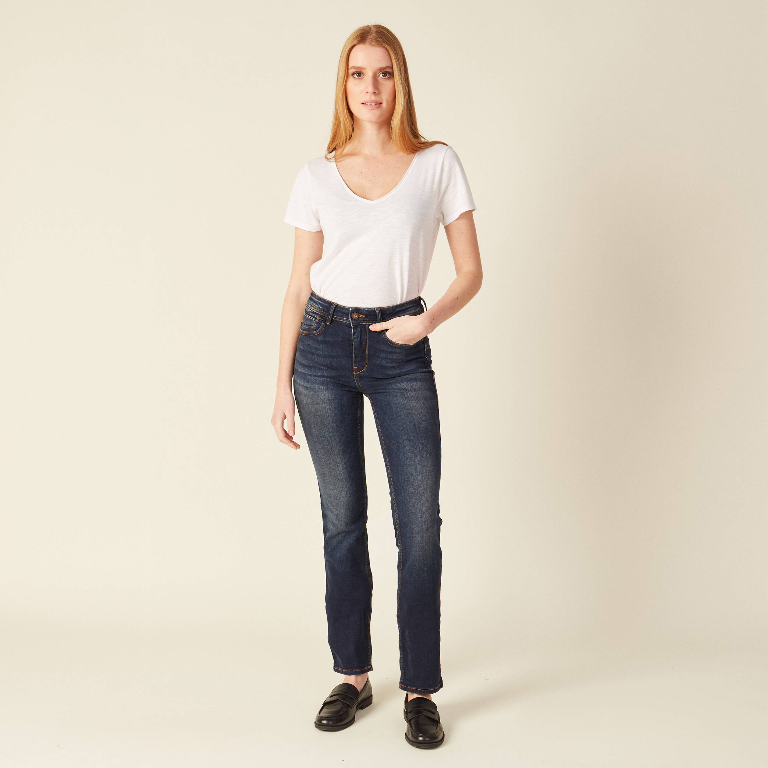jeans regular taille haute denim brut femme Jeans regular taille haute denim brut femme