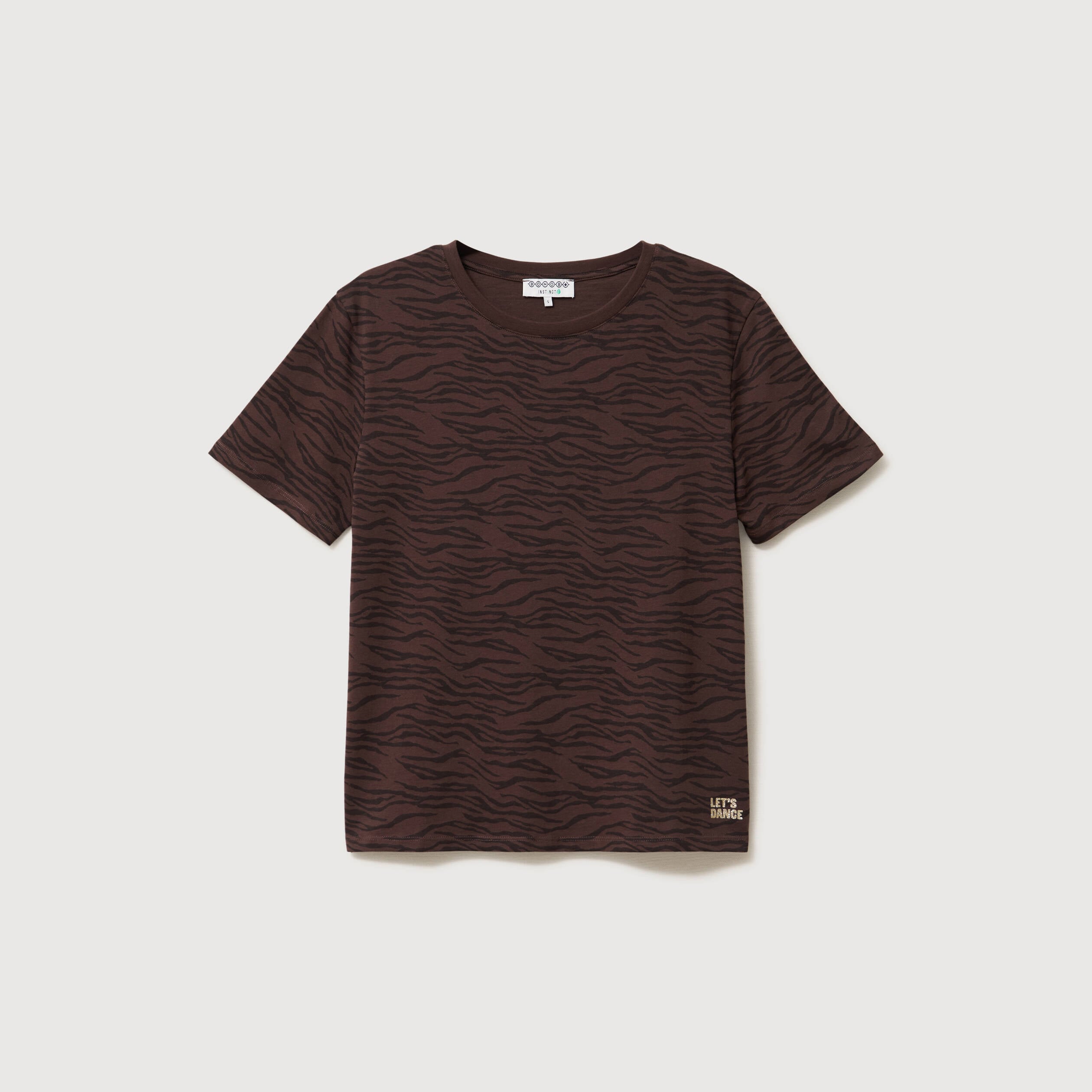 T-shirt droit col rond manches courtes marron chocolat femme