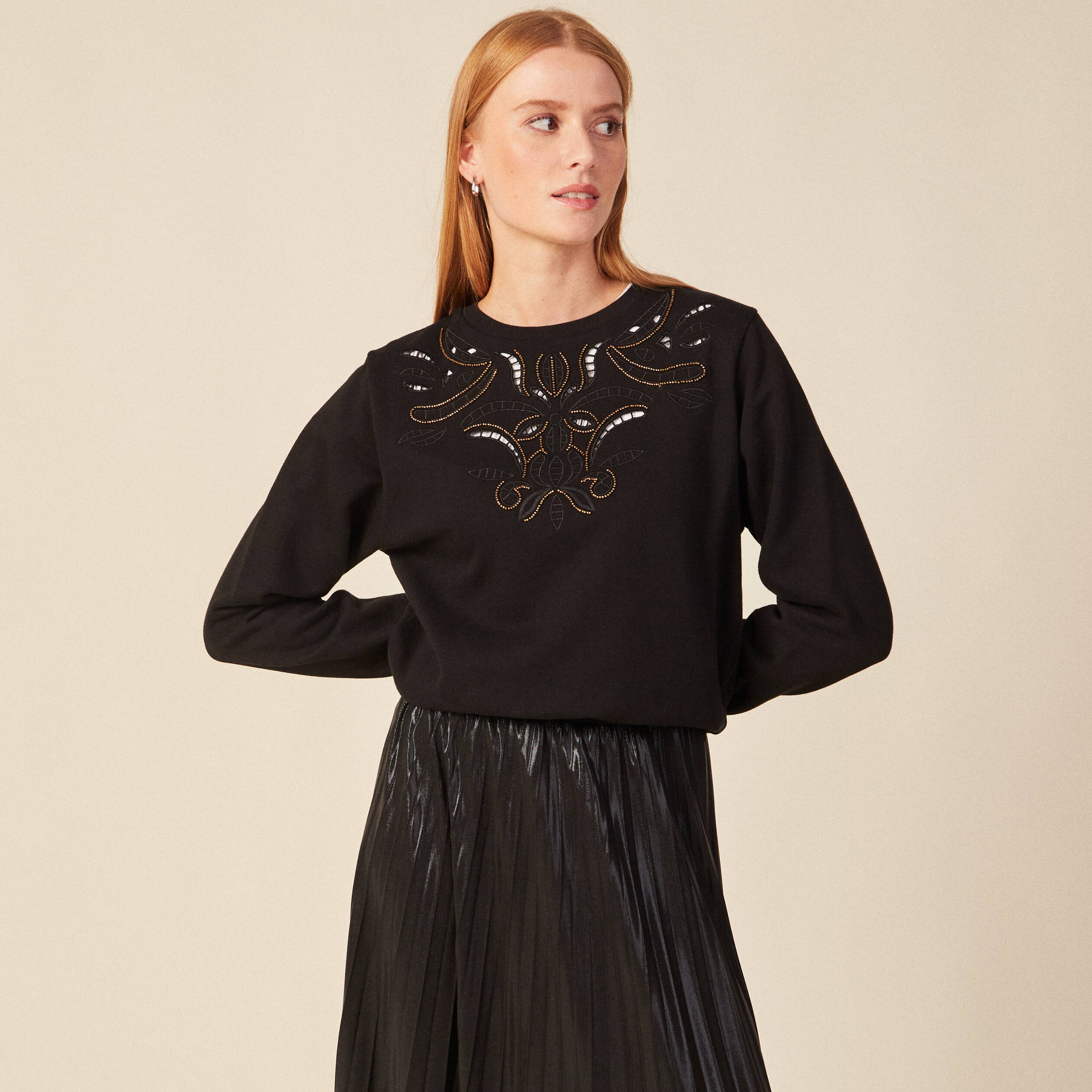 Sweat manches longues noir femme