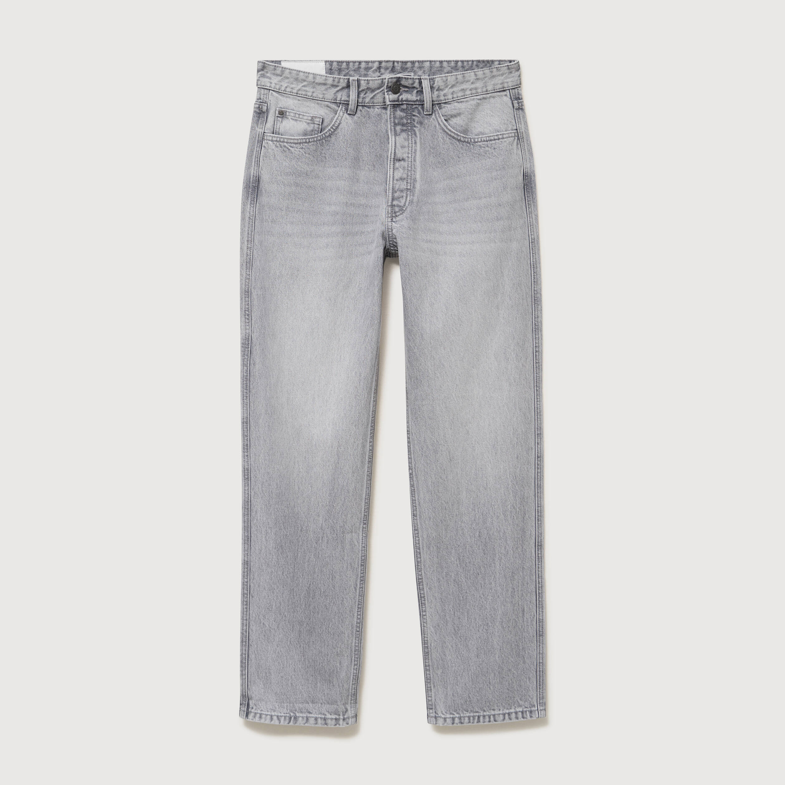 Jeans large longueur 34 en coton denim snow gris homme