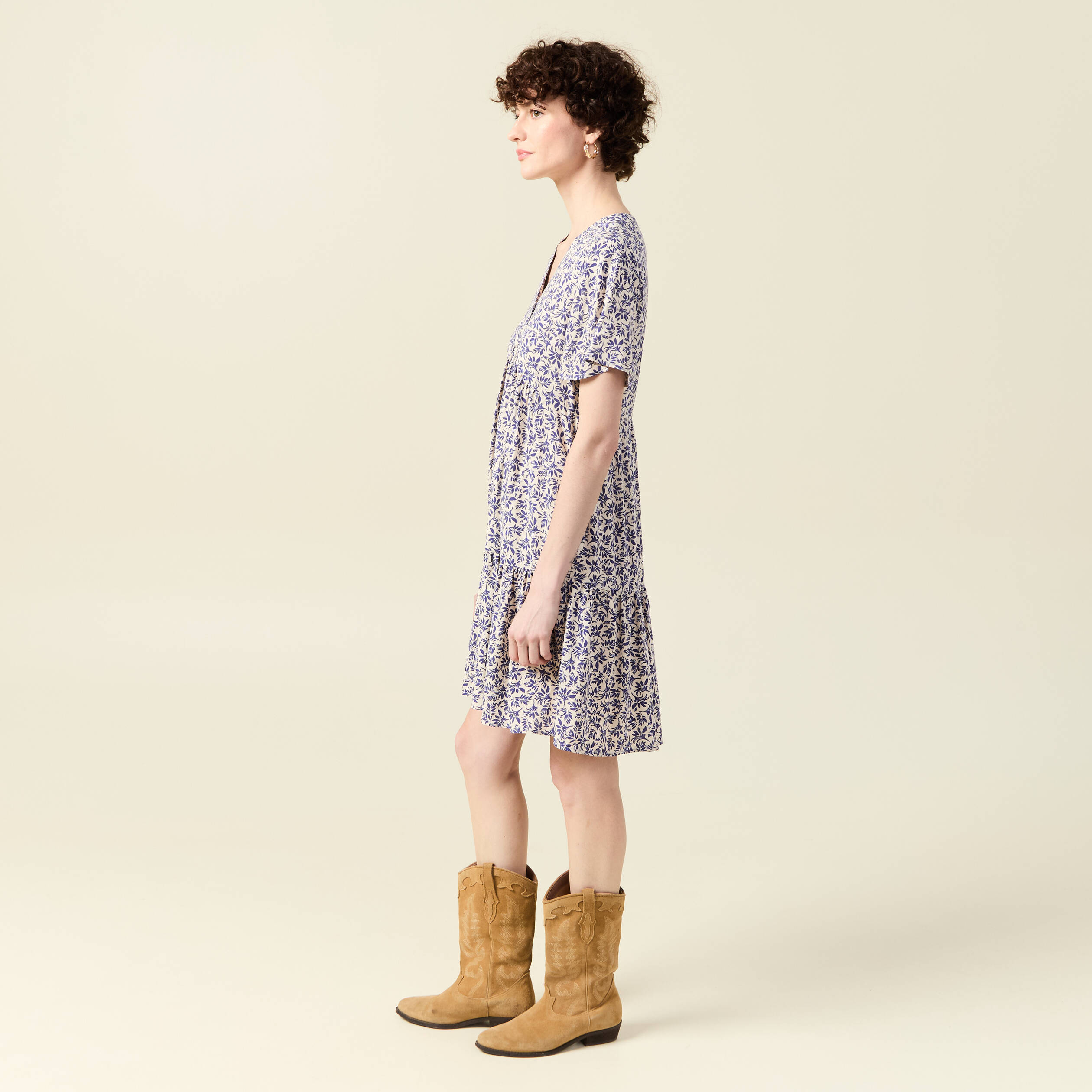 robe evasee manches courtes blanc femme Robe évasée manches courtes blanc femme