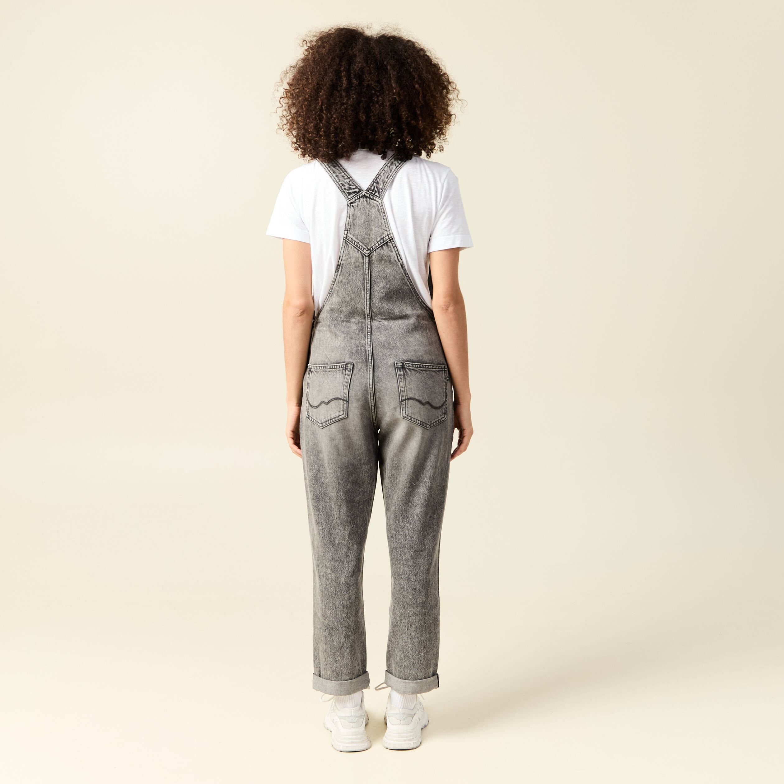 Salopette jeans taille standard denim snow gris femme