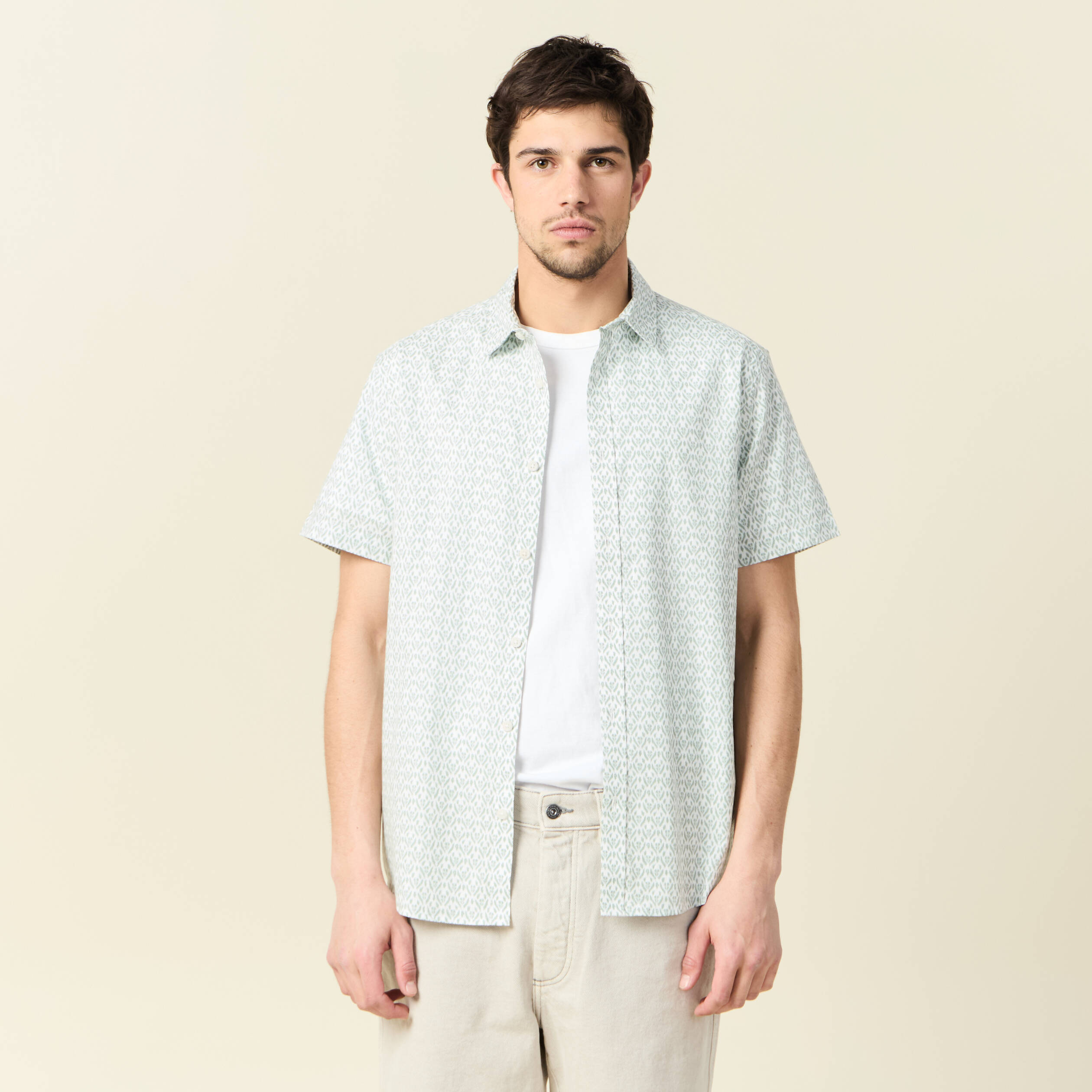 chemise manches courtes vert homme Chemise manches courtes vert homme
