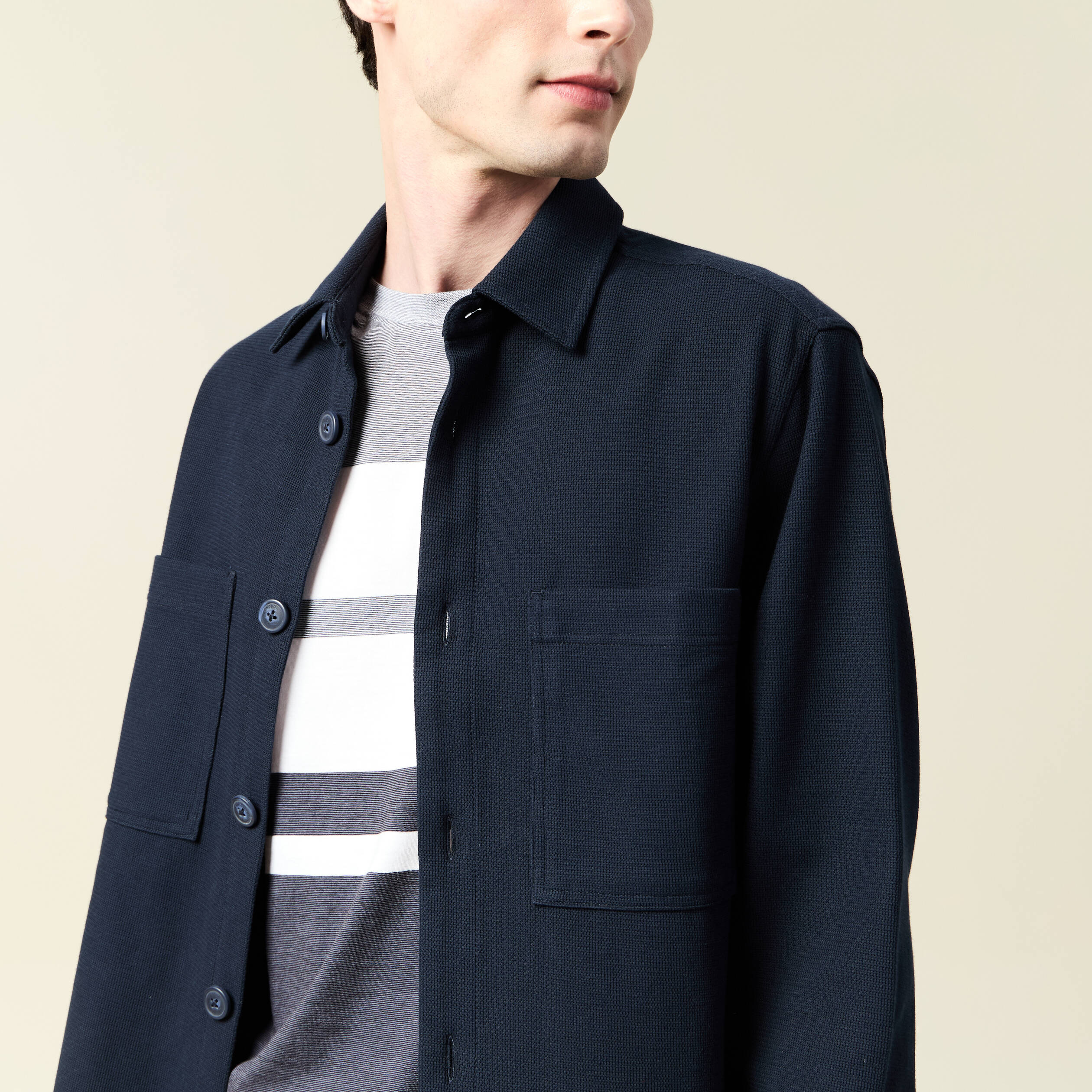 surchemise manches longues bleu marine homme Surchemise manches longues bleu marine homme