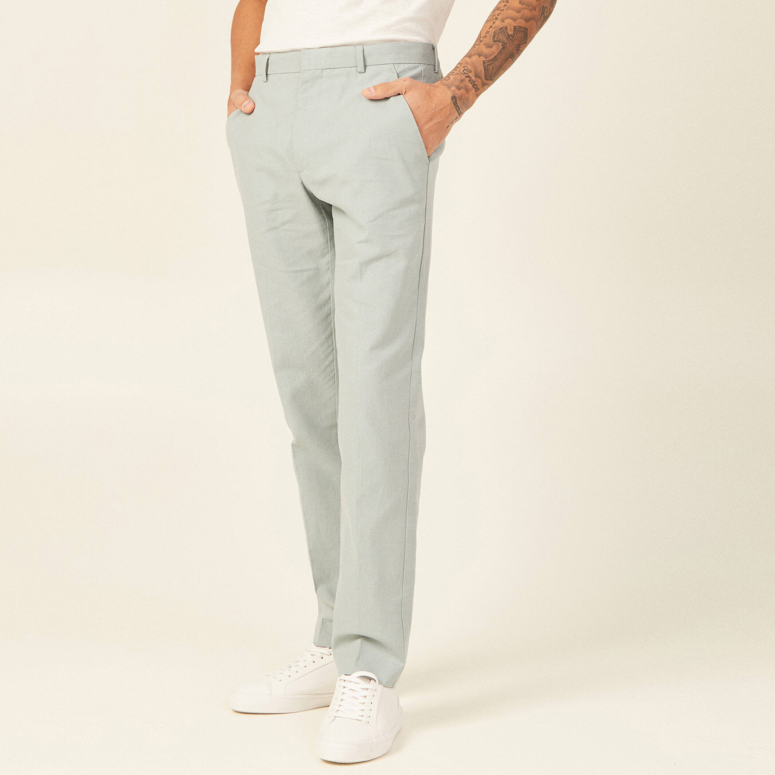 pantalon chino straight bleu gris homme Pantalon chino straight bleu gris homme