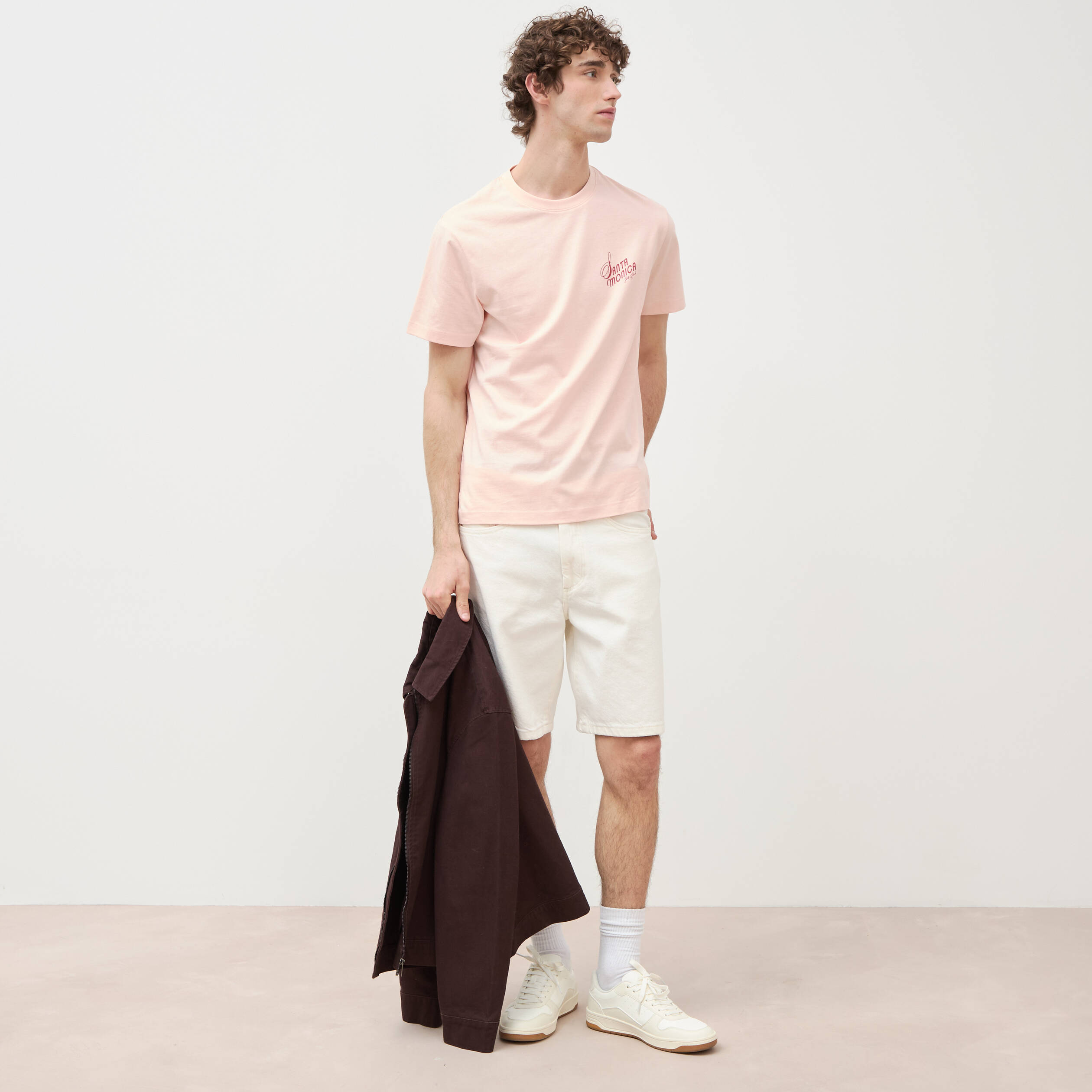 Bermuda en jean coton denim blanc homme