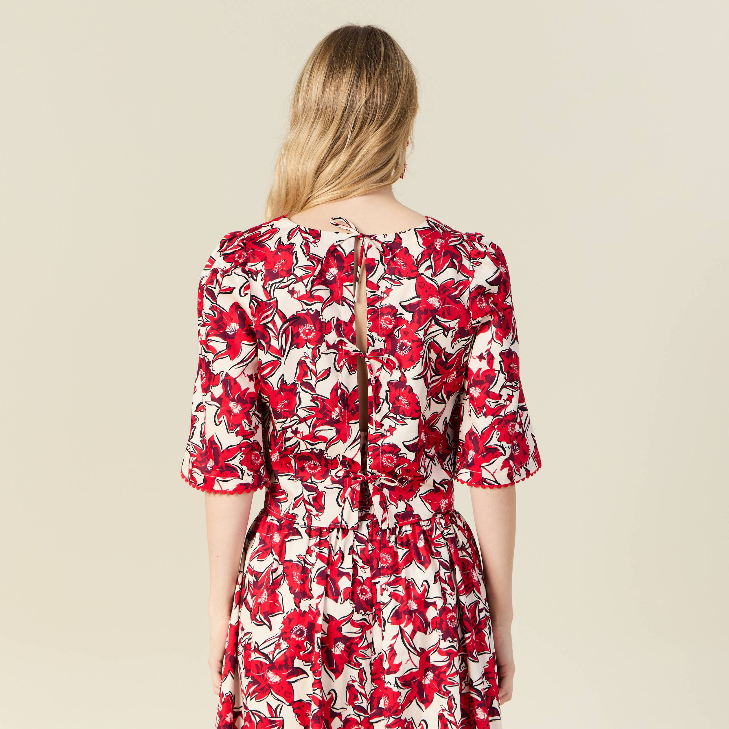 blouse manches 34 rouge femme Blouse manches 3/4 rouge femme