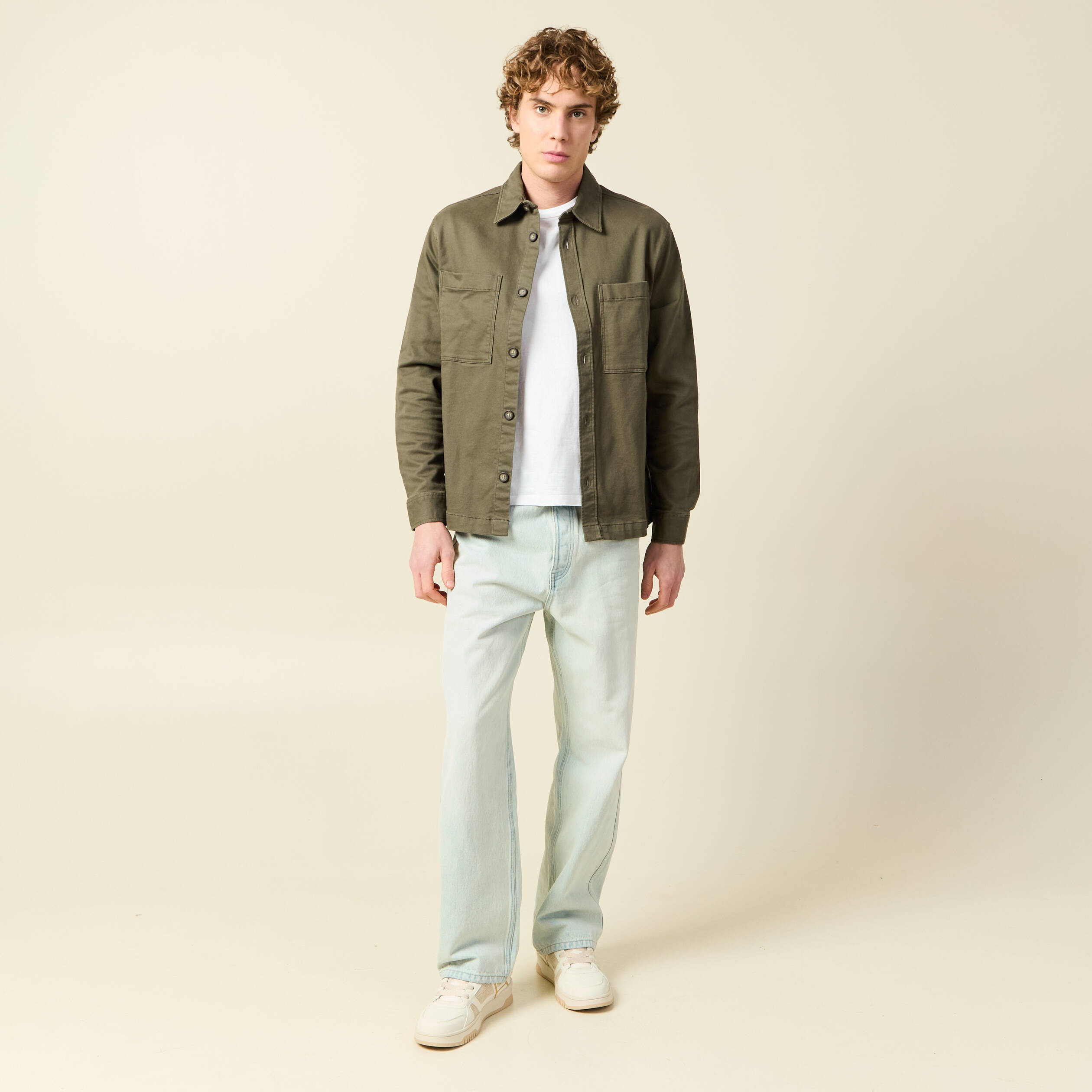 Surchemise manches longues taupe homme