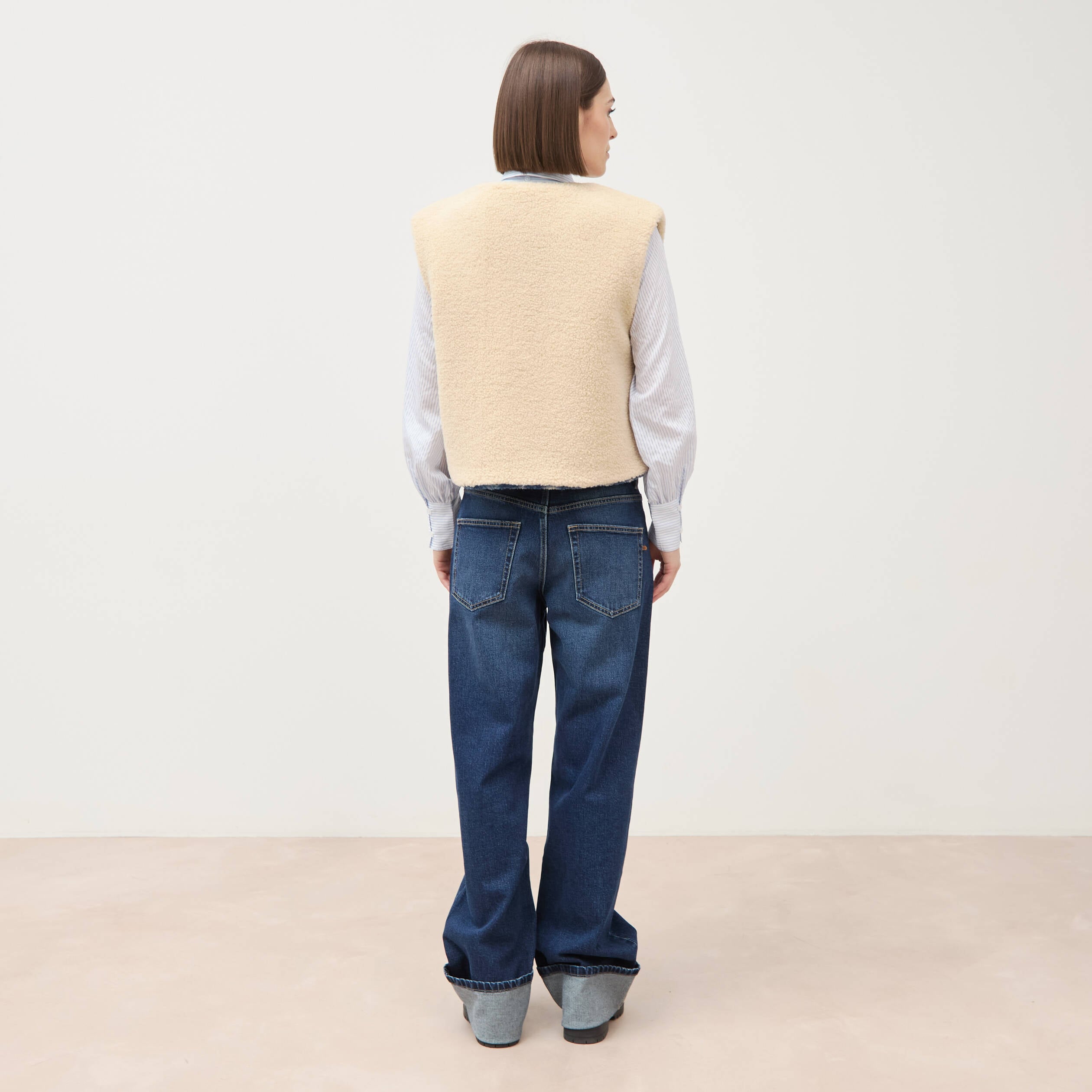 Gilet sans manches r&eacute;versible bleu femme