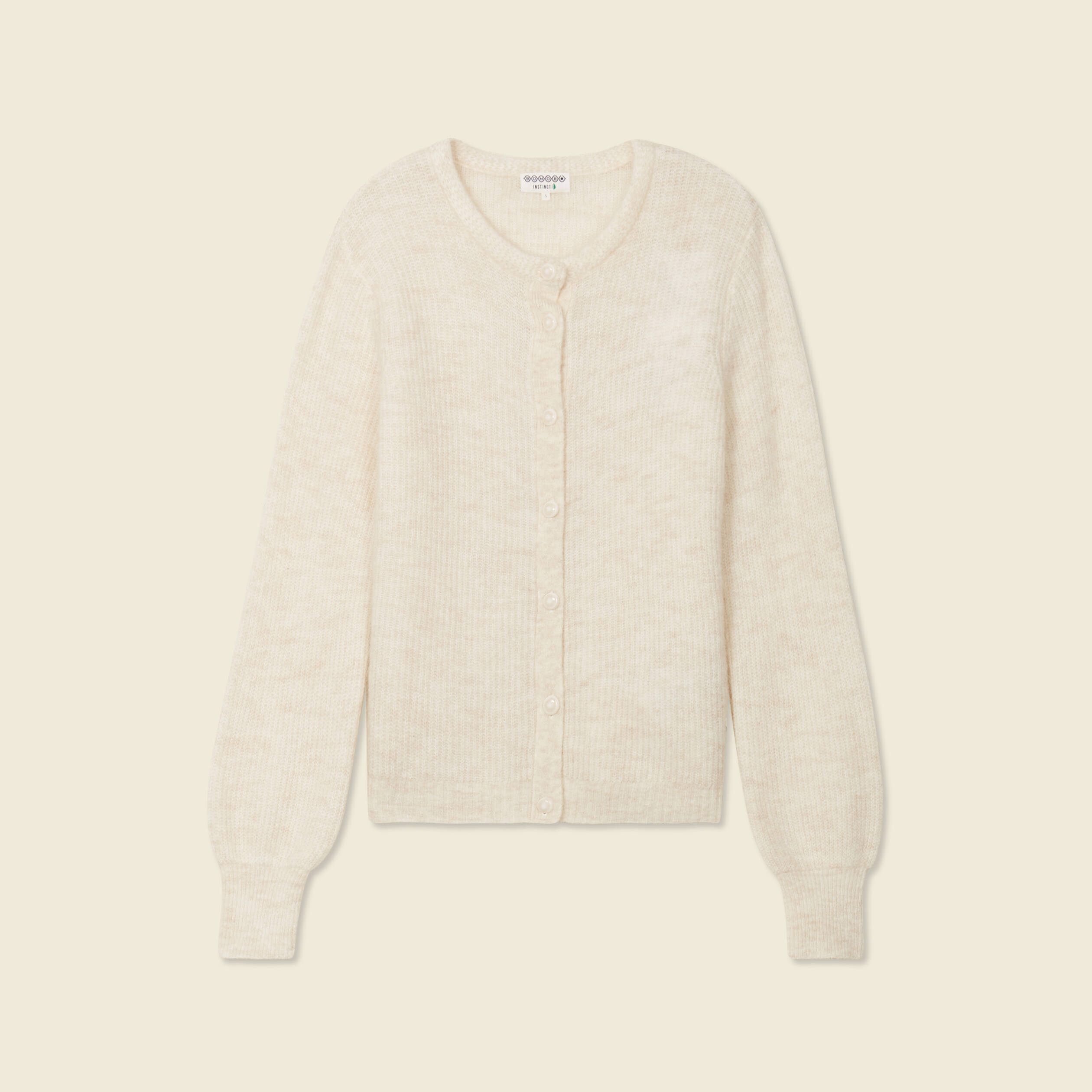 Gilet manches longues creme femme