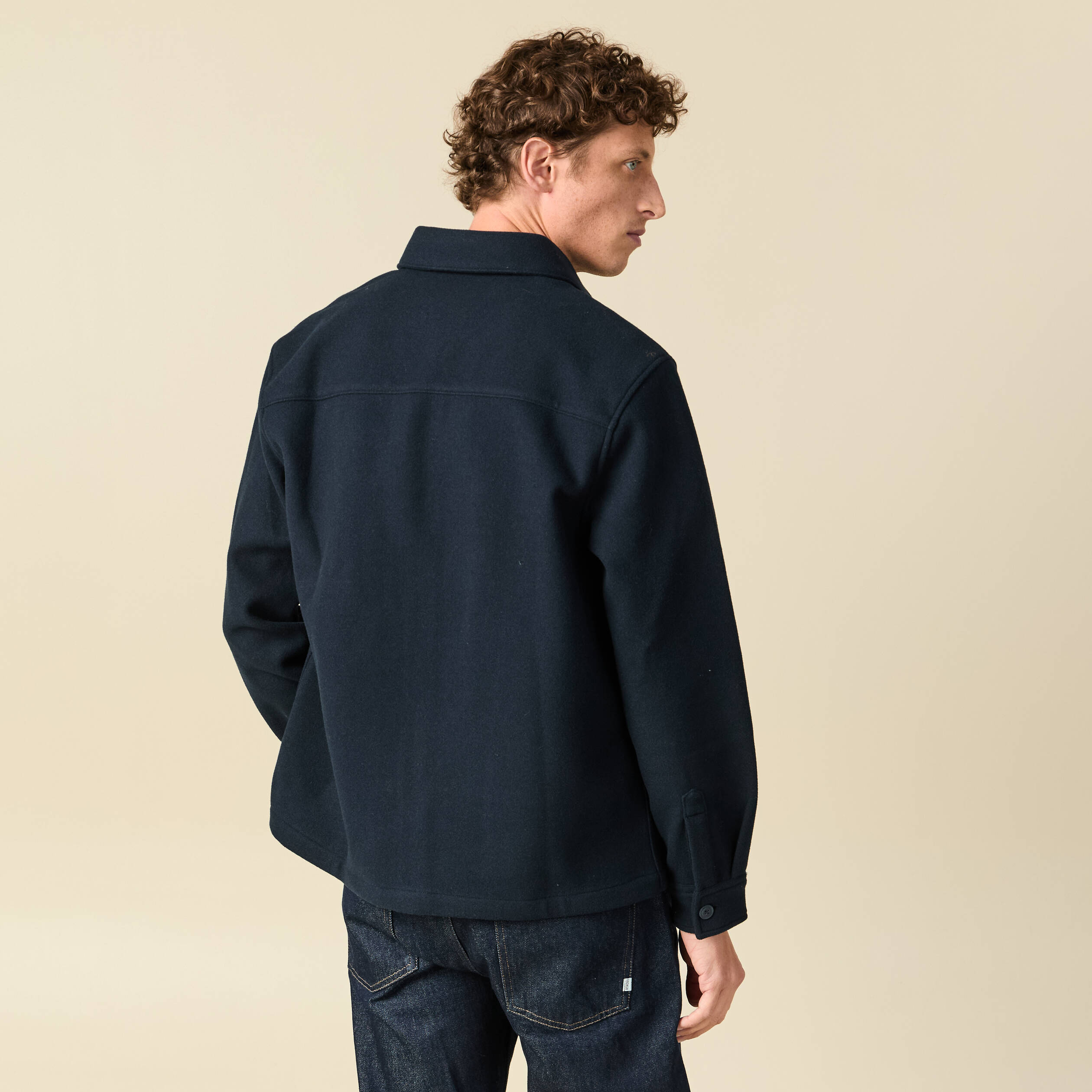 Surchemise oversize col classique bleu marine homme