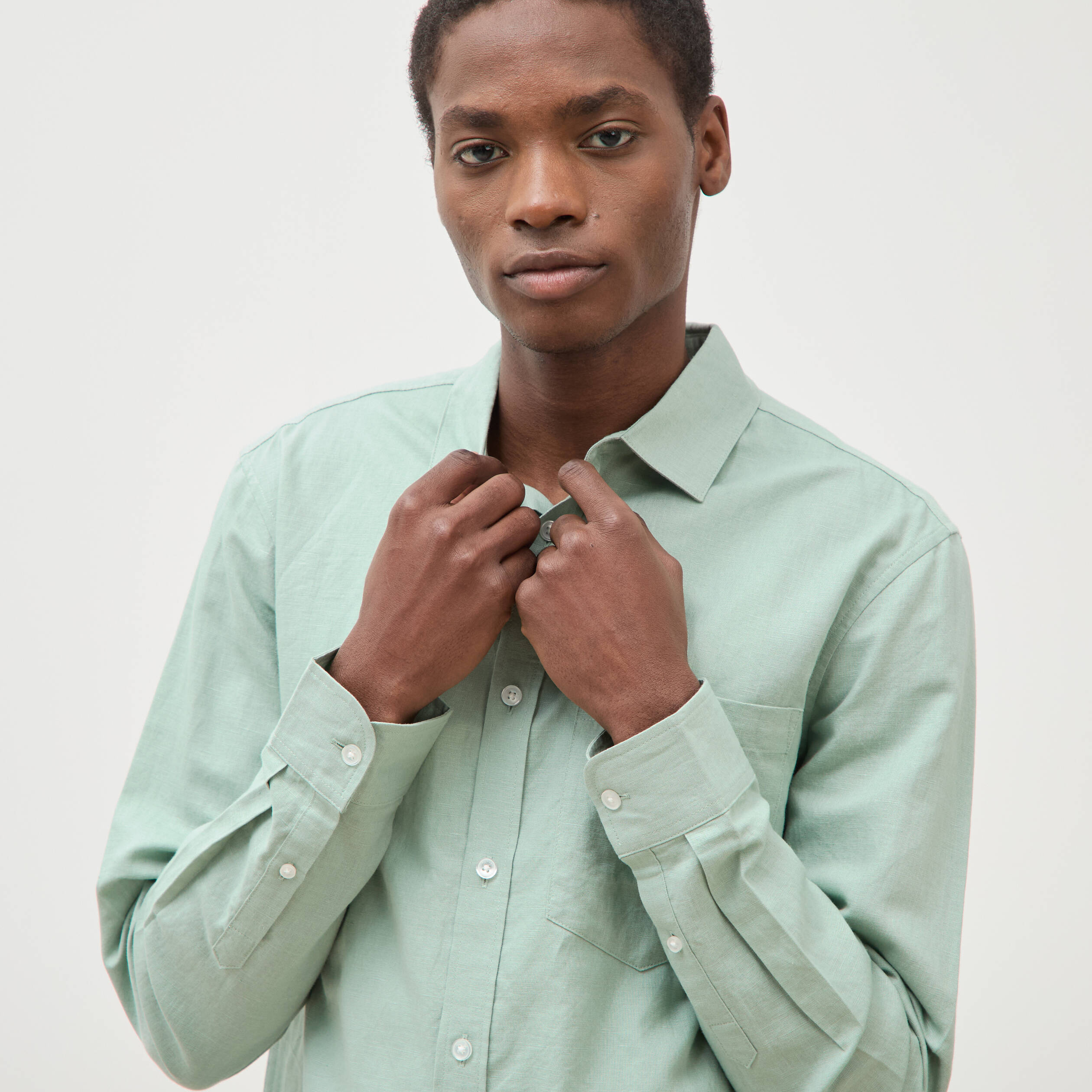 Chemise manches longues vert pastel homme