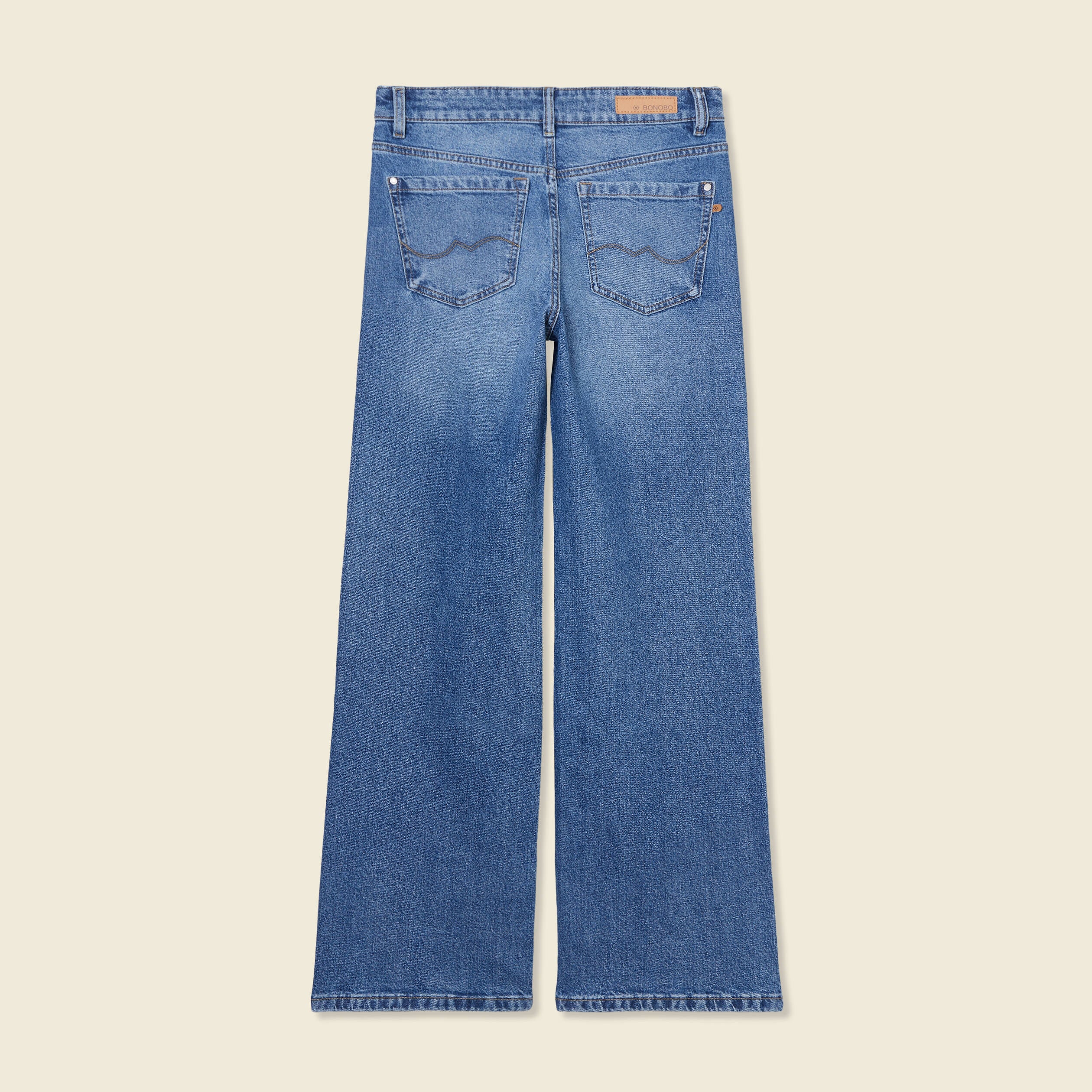 Jeans large taille haute denim stone femme