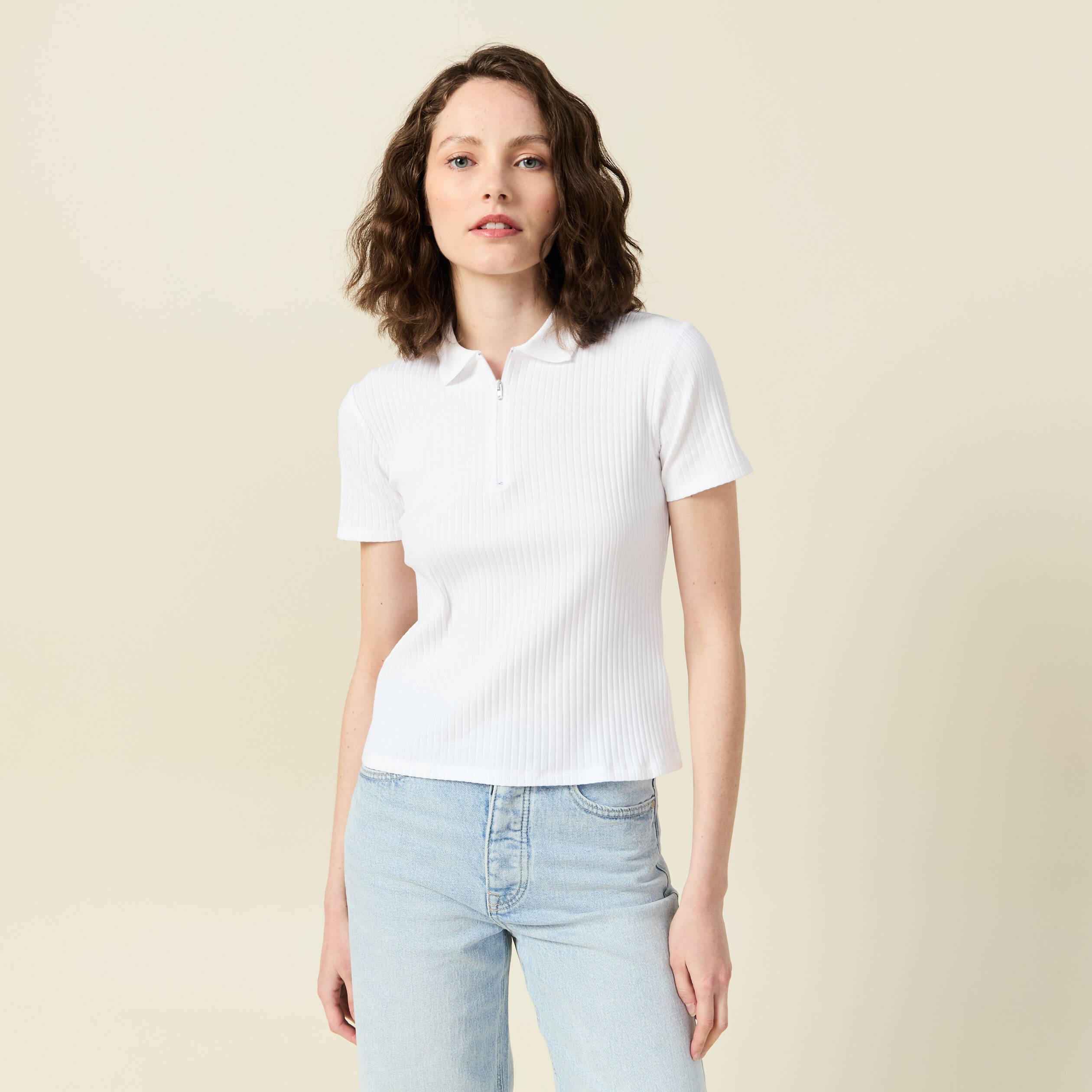 polo manches courtes blanc femme Polo manches courtes blanc femme