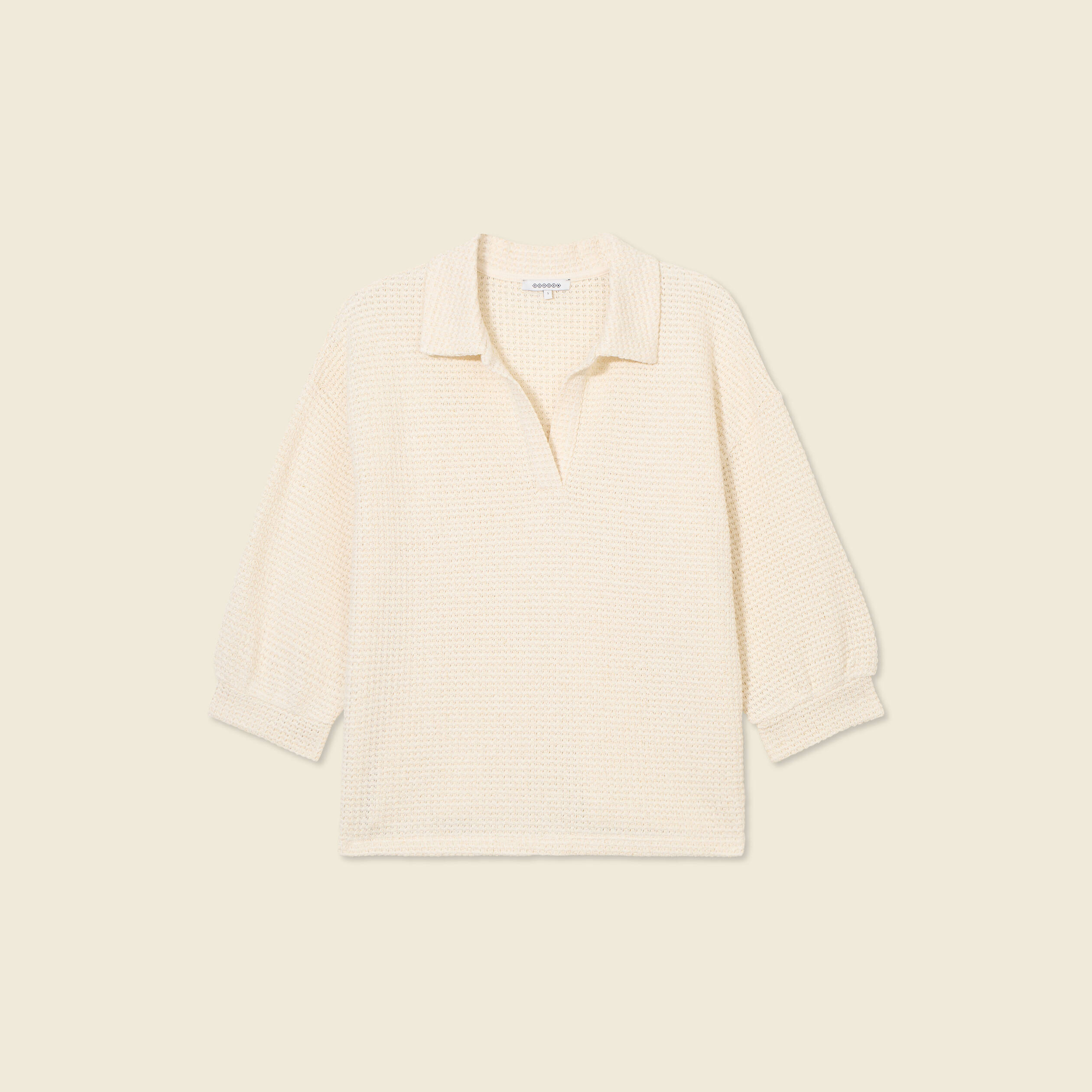 Polo manches 3/4 brillant ecru femme