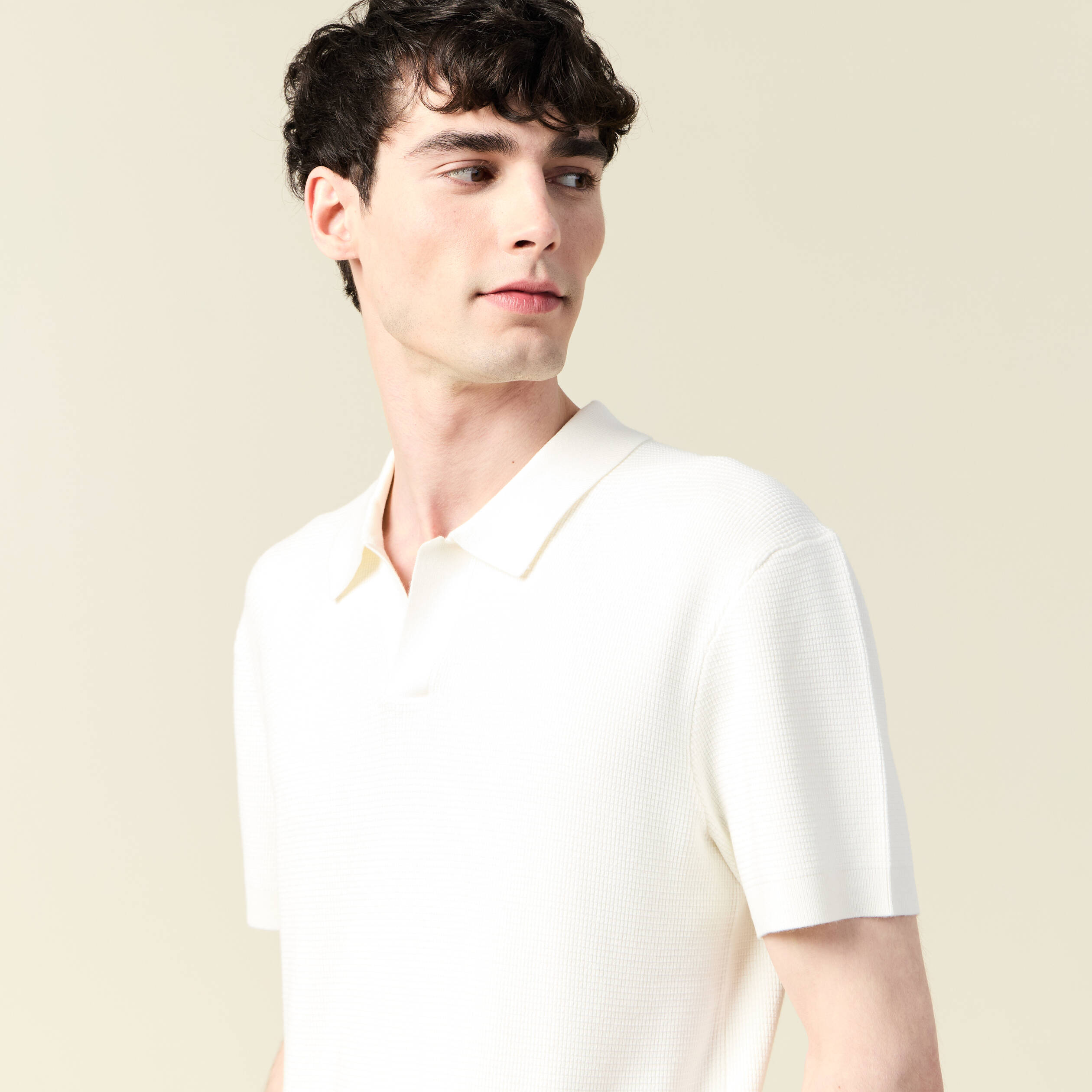 polo cintre manches courtes ecru homme Polo cintré manches courtes ecru homme