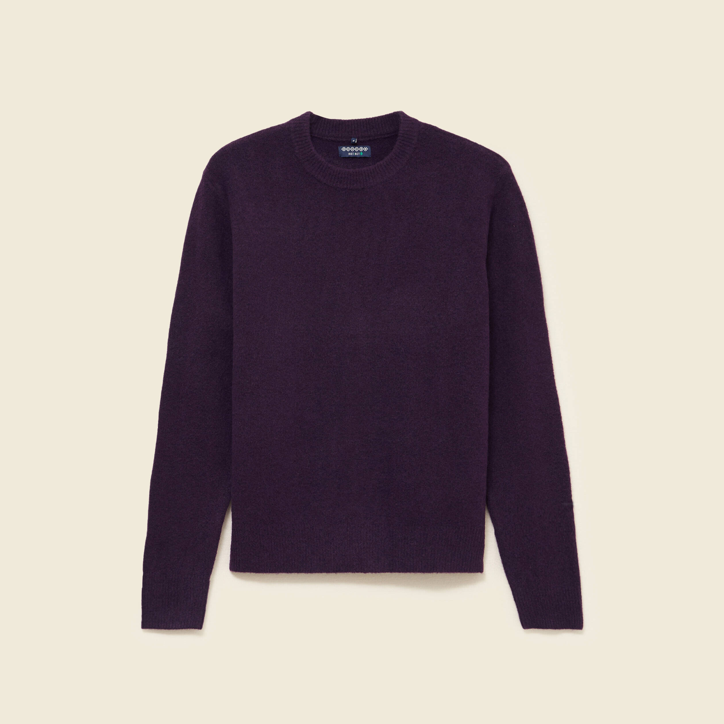 Pull manches longues col rond violet fonc&eacute; homme