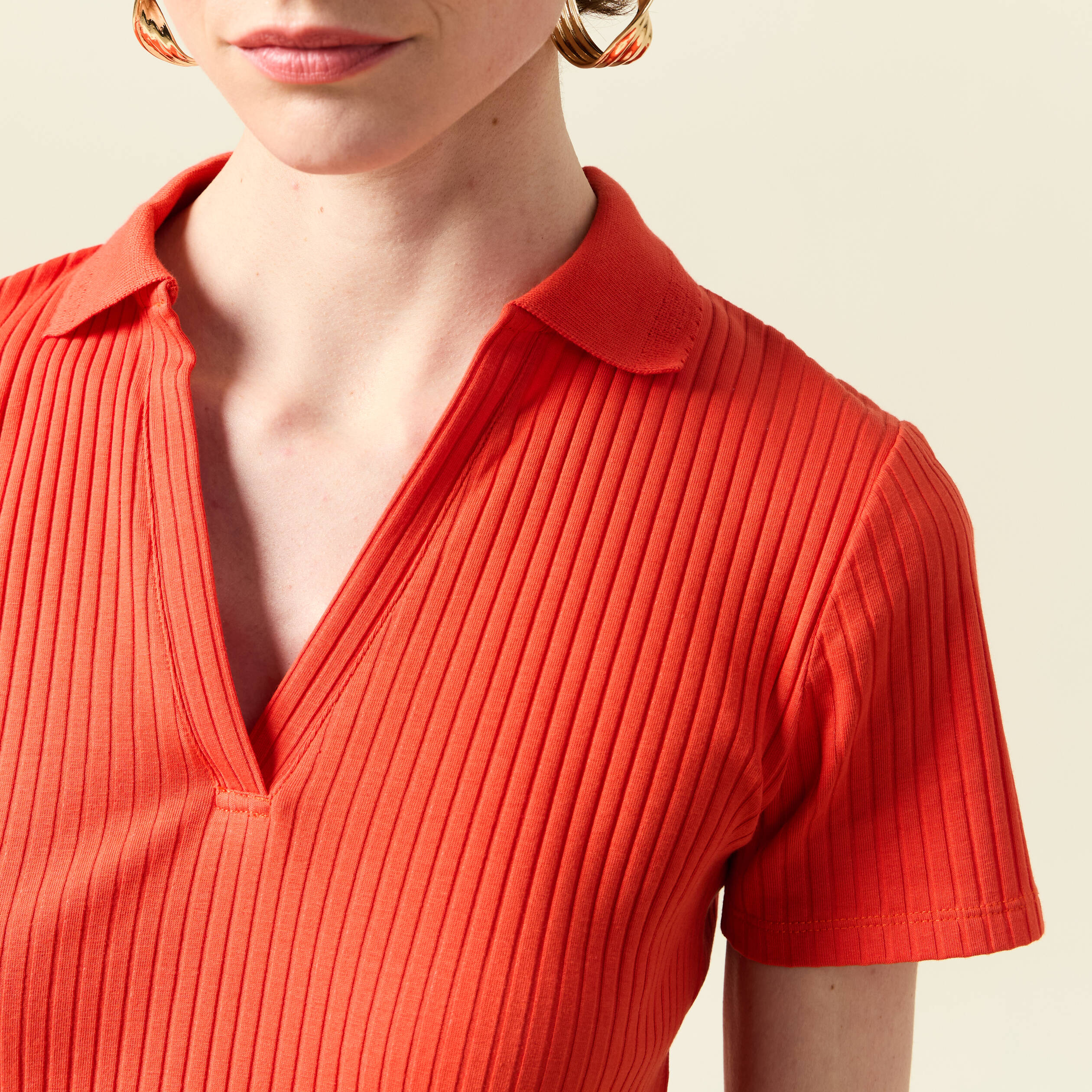 polo manches courtes orange femme Polo manches courtes orange femme