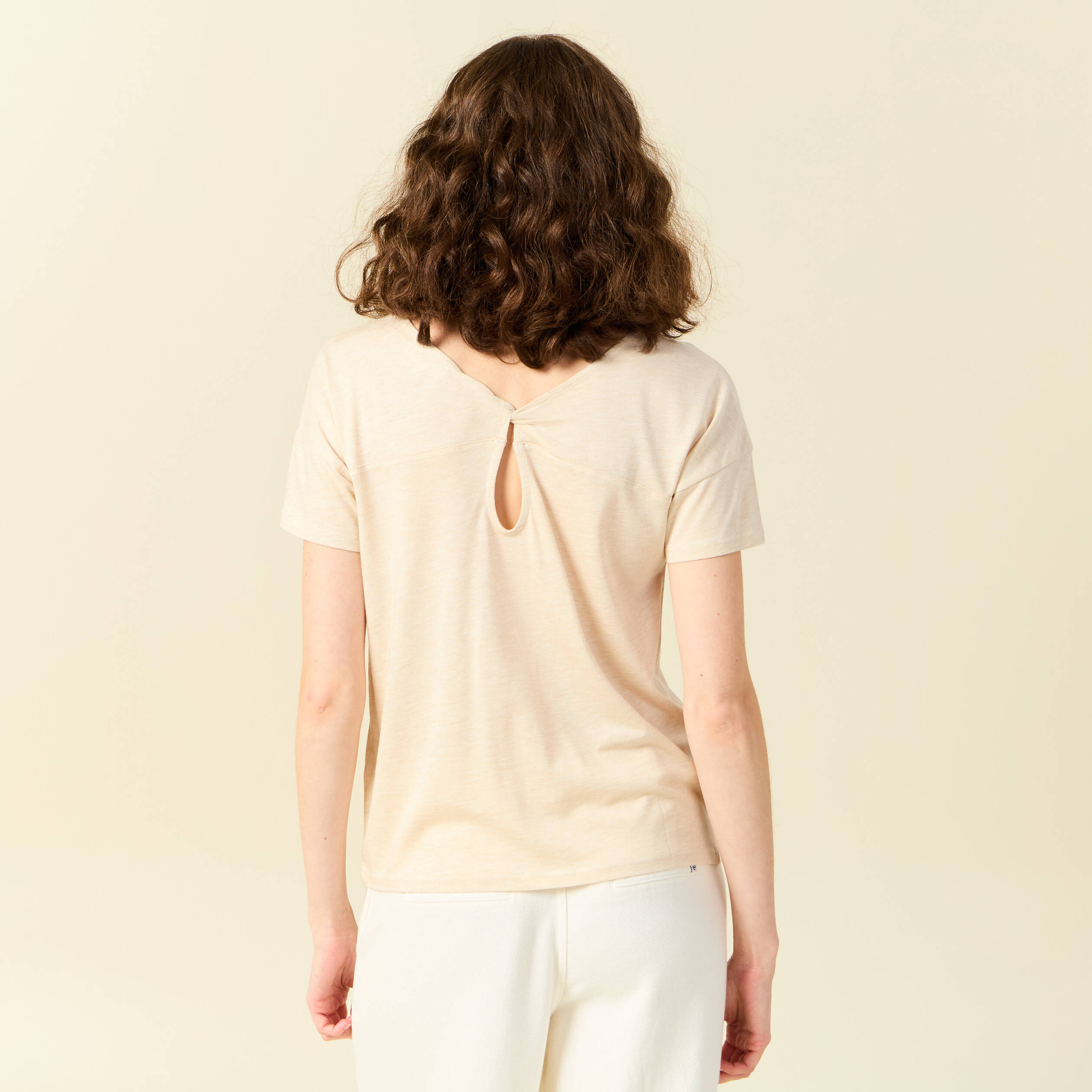 T-shirt manches courtes creme femme