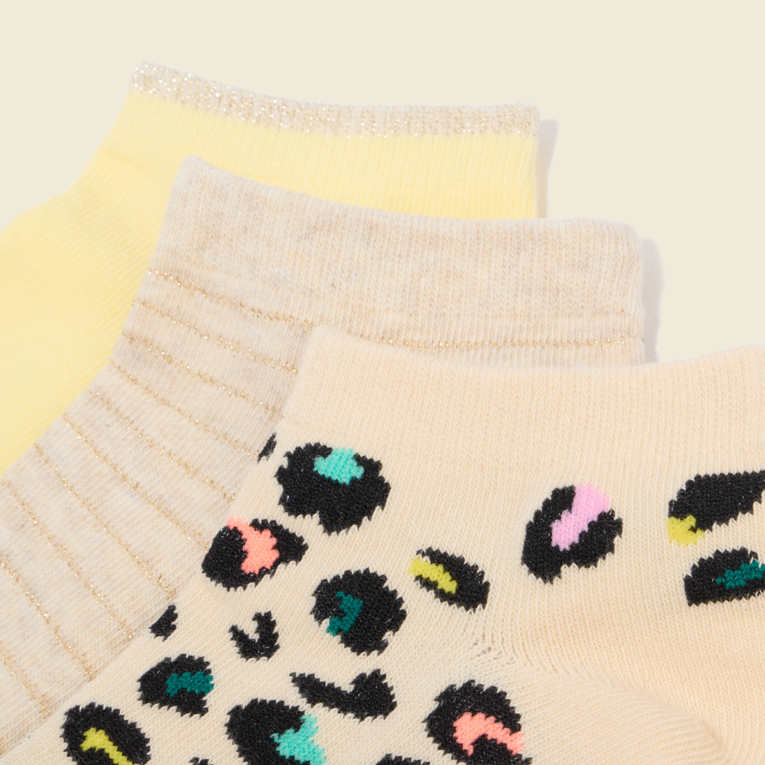 Lot de 3 paires chaussettes basses creme femme