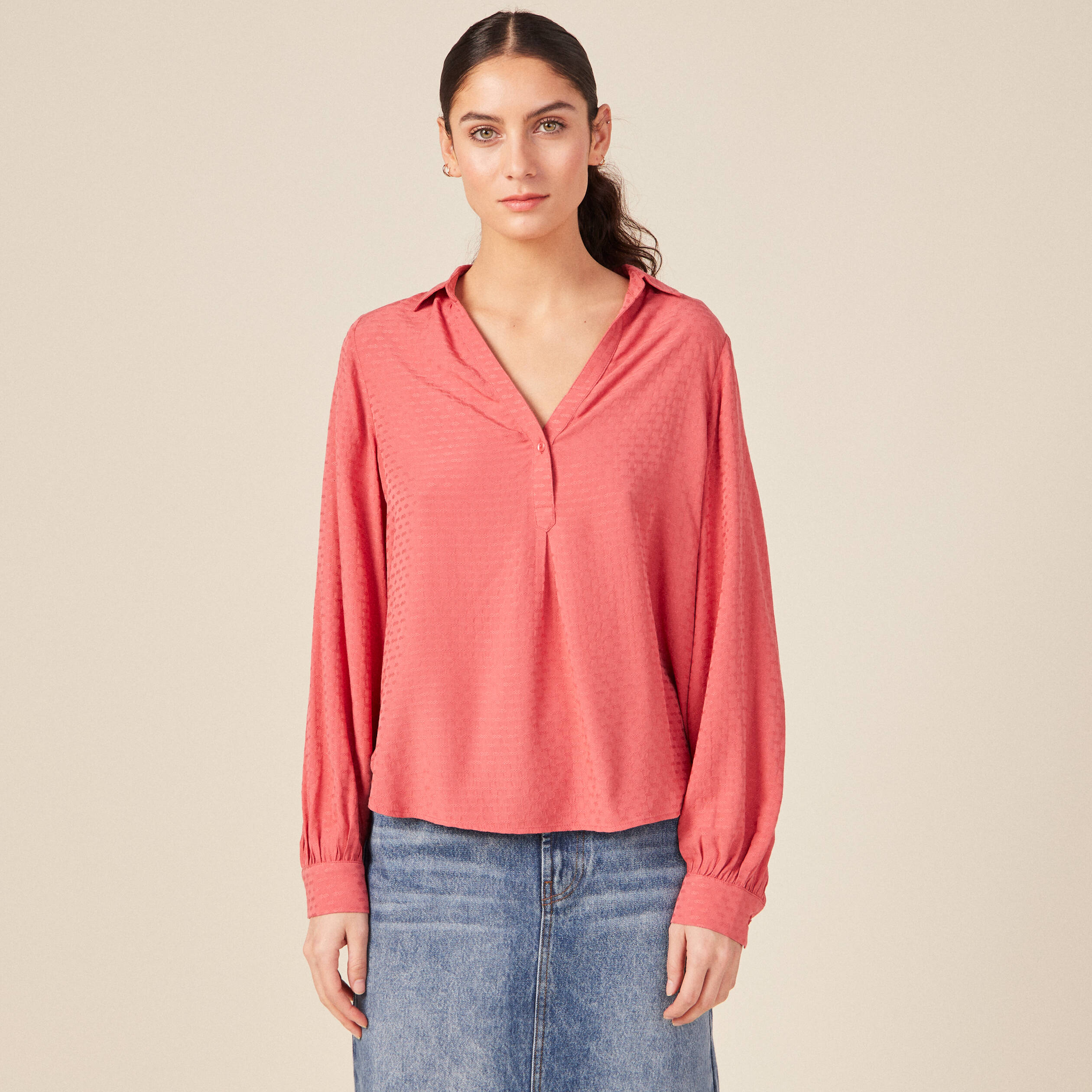 blouse manches longues terracotta femme Blouse manches longues terracotta femme