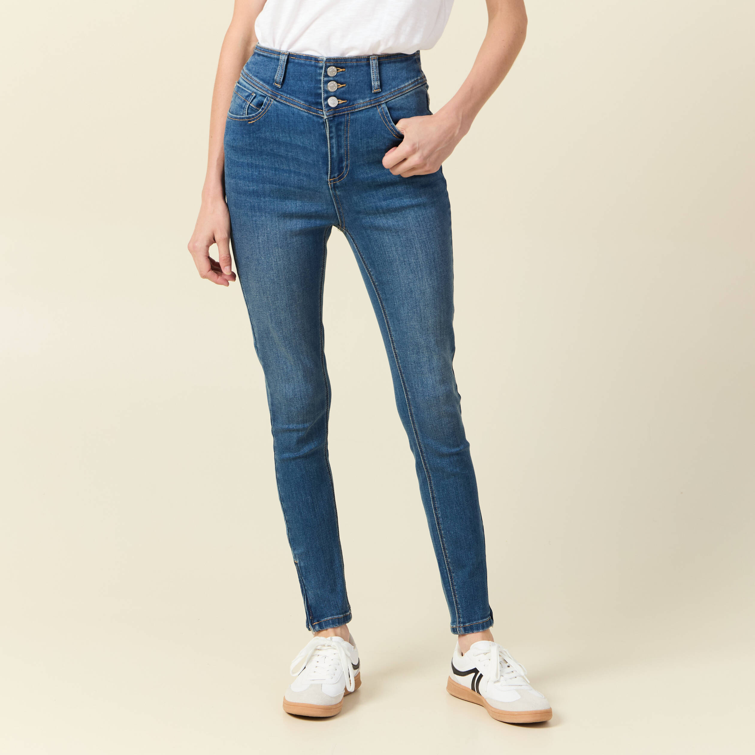 Jeans skinny 7 8eme denim used femme Bonobo