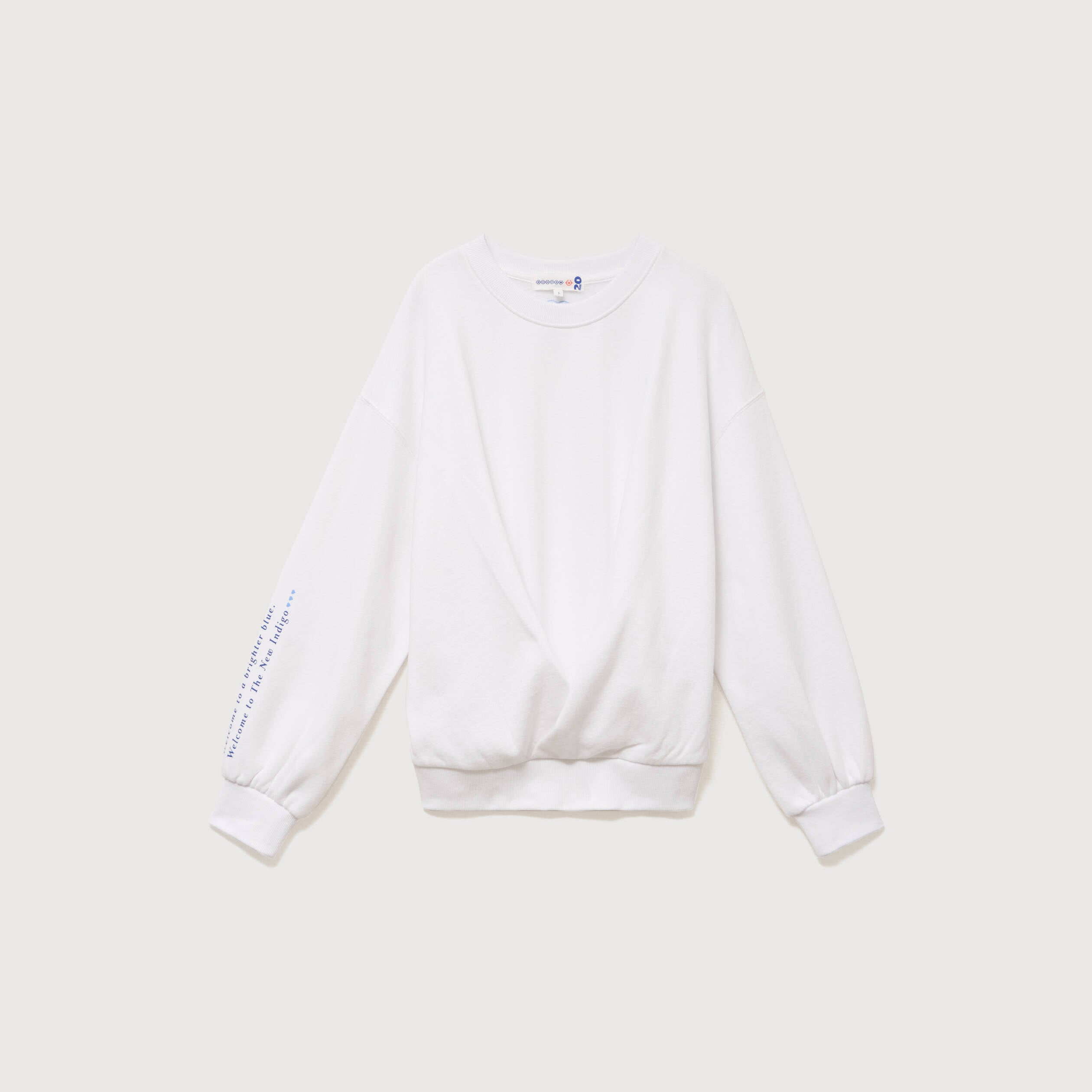 Sweat droit col rond manches longues blanc femme