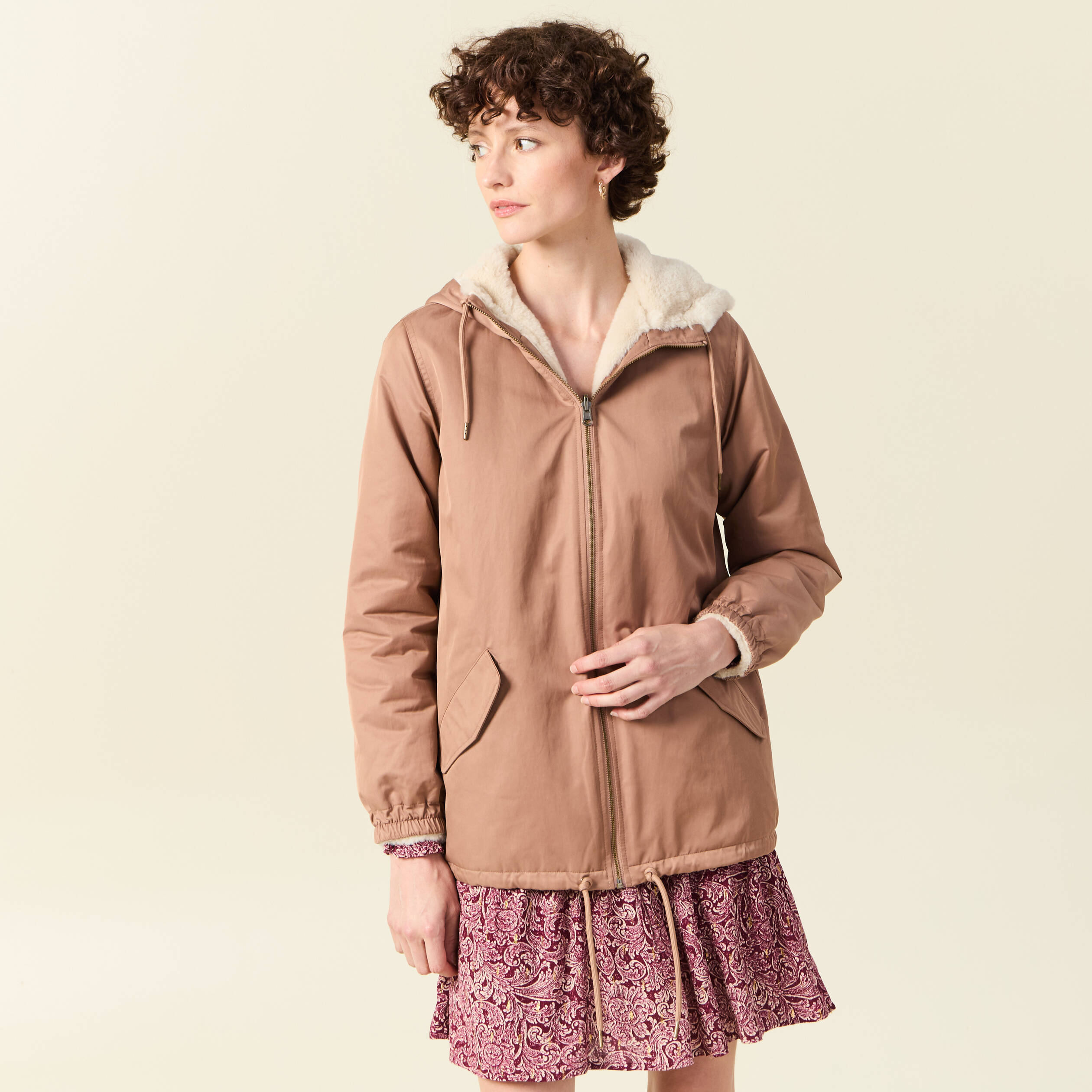 Parka reversible marron clair femme Bonobo