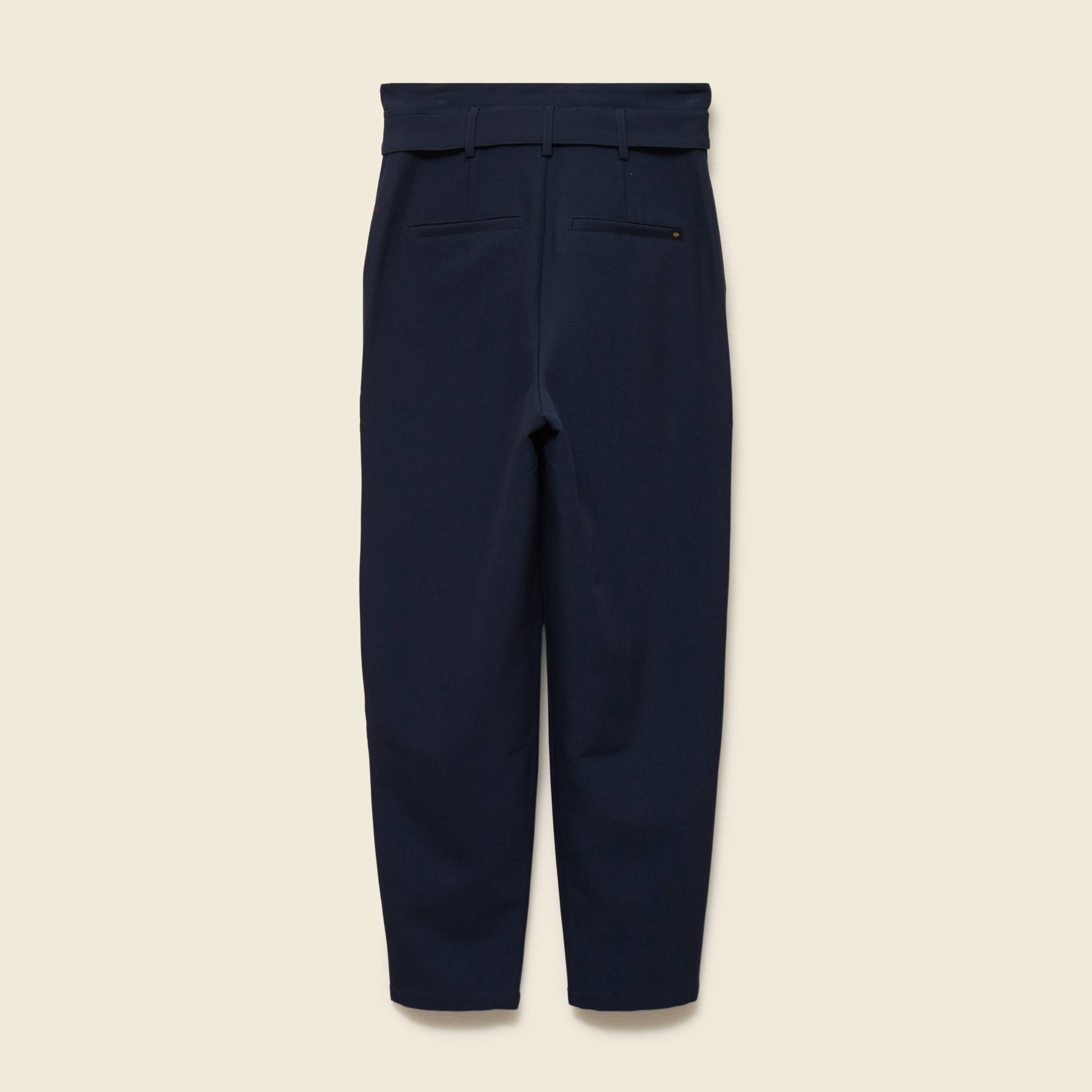 Pantalon carotte taille haute bleu marine femme