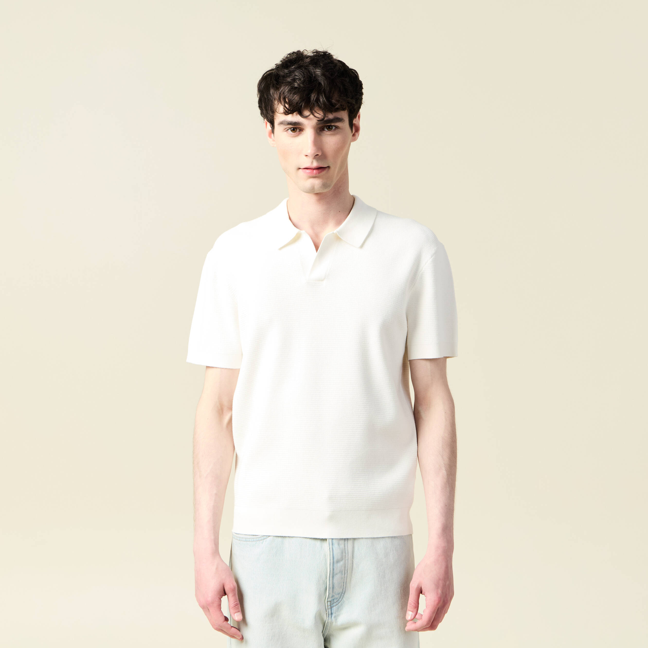 polo cintre manches courtes ecru homme Polo cintré manches courtes ecru homme