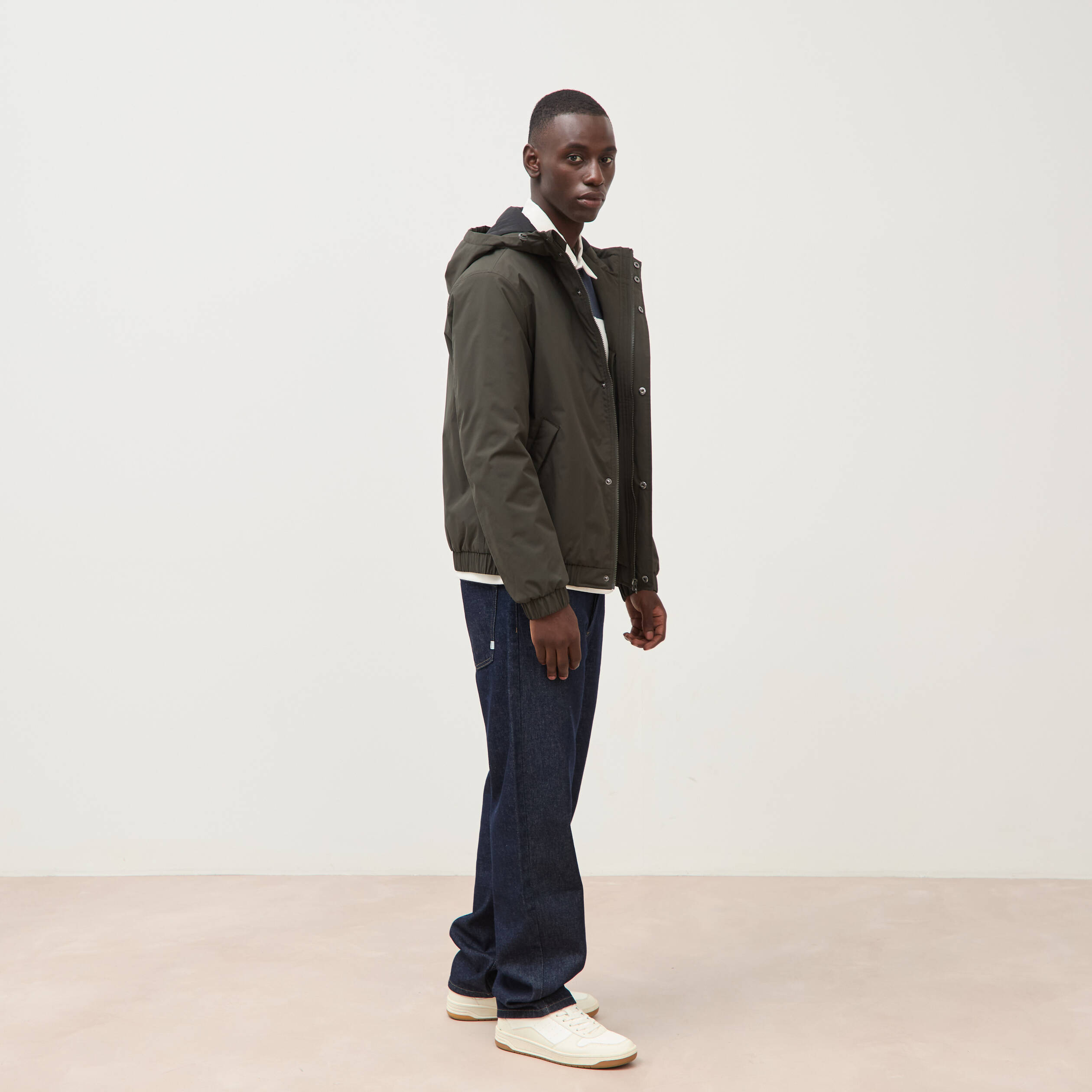 Parka coupe r&eacute;guli&egrave;re &agrave; capuche vert kaki homme