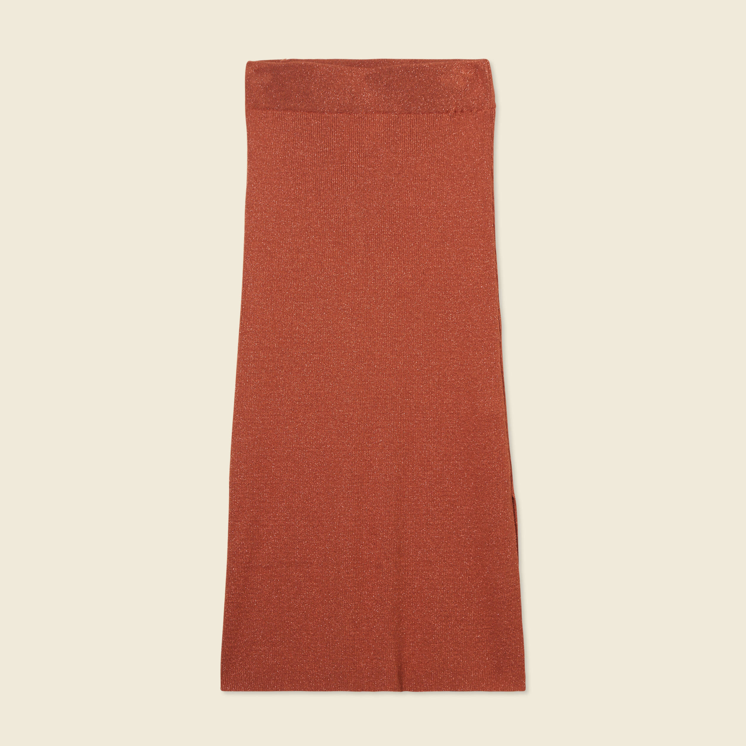 jupe longue ajustee en tricot orange fonce femme Jupe longue ajustée en tricot orange foncé femme