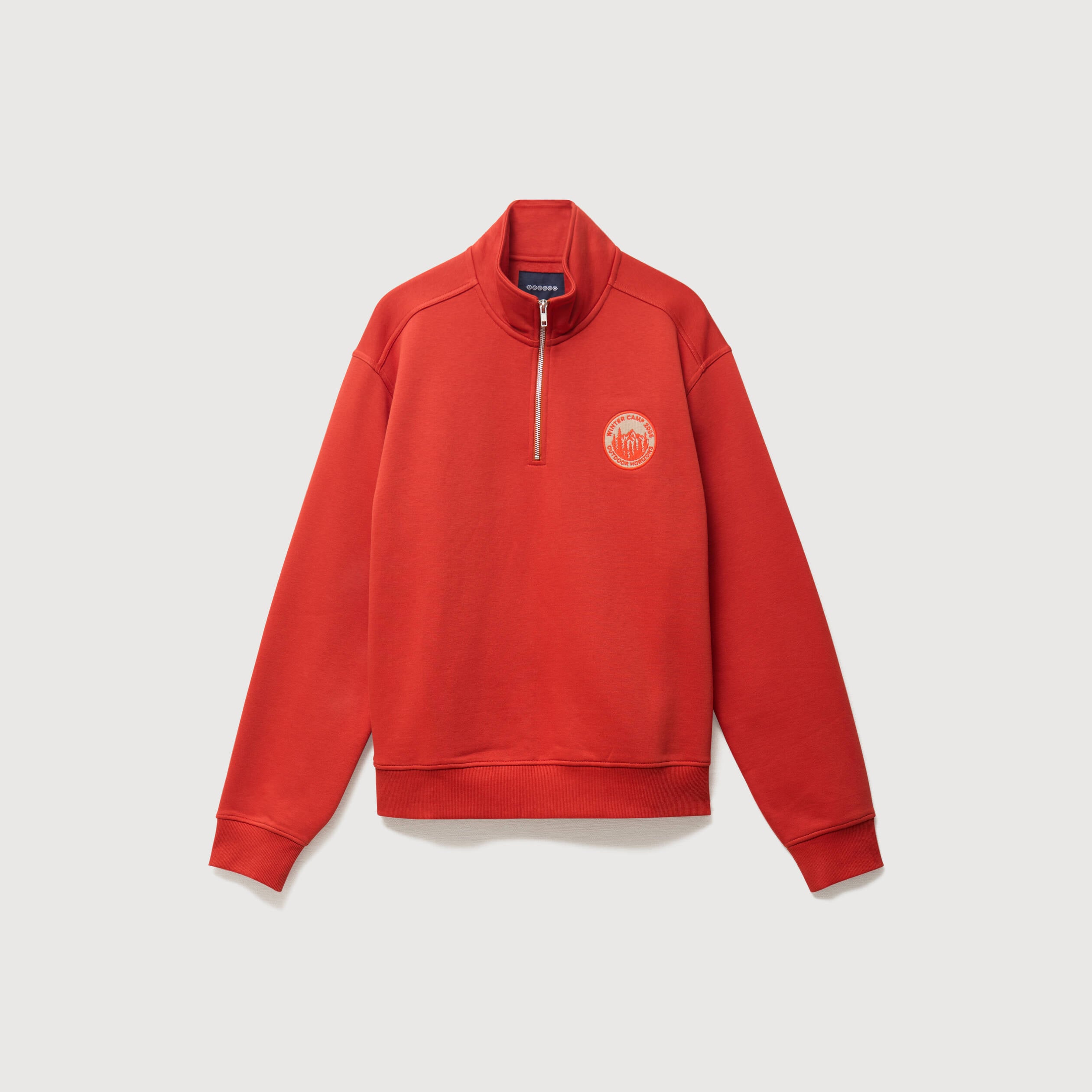 Sweat col camionneur manches longues orange fonc&eacute; homme