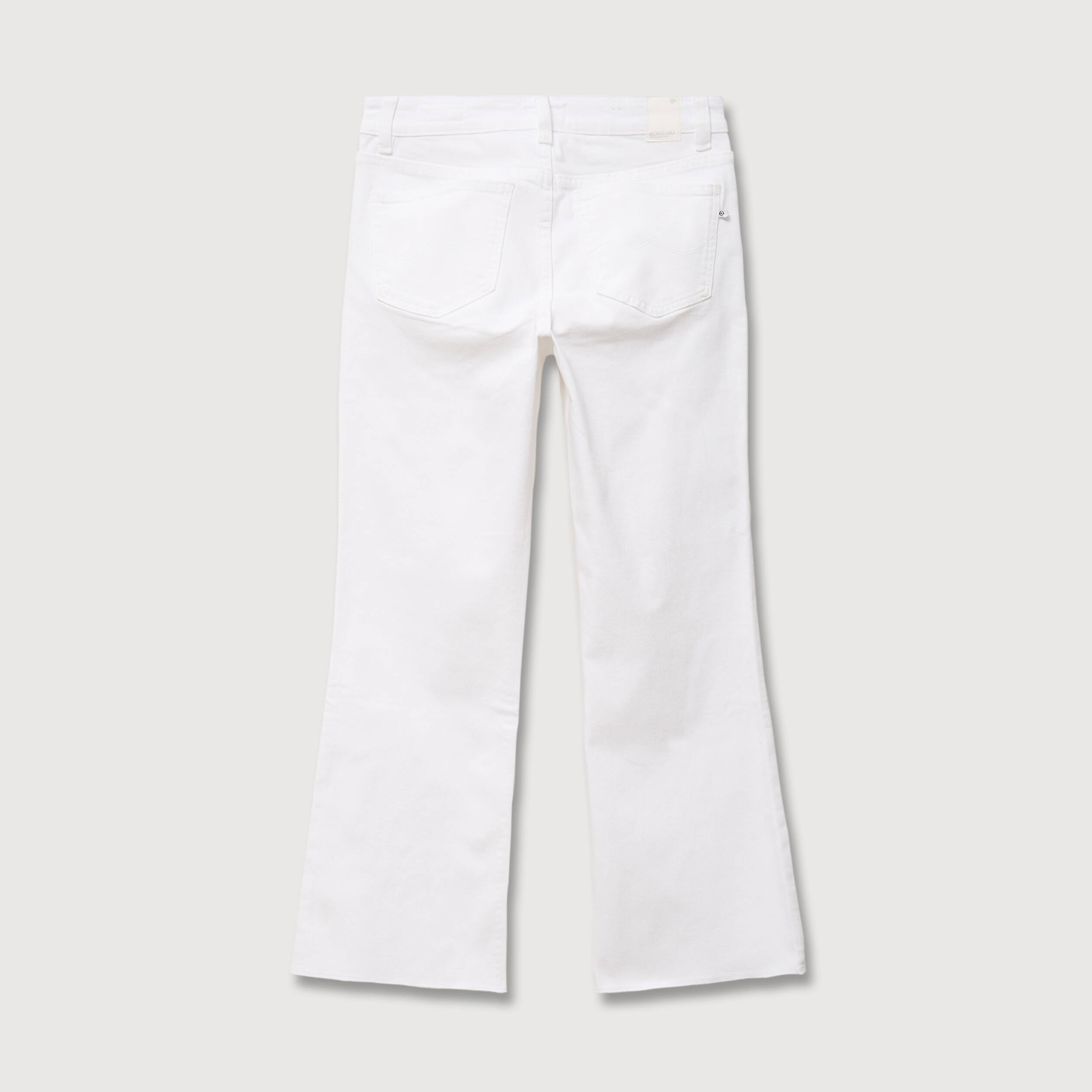 Jeans bootcut cropped taille bascul&eacute;e denim blanc femme