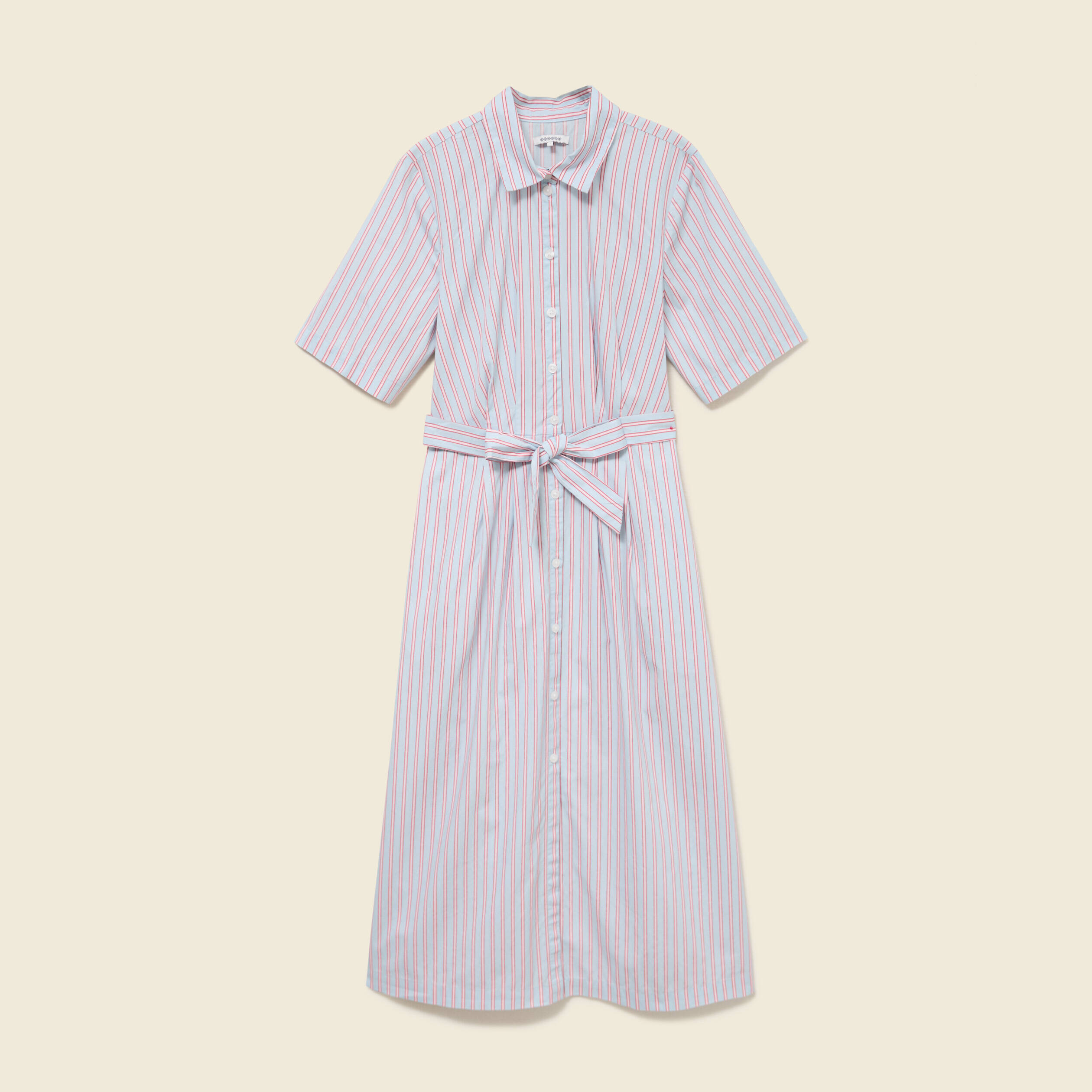 Robe longue droite manches courtes bleu ciel femme