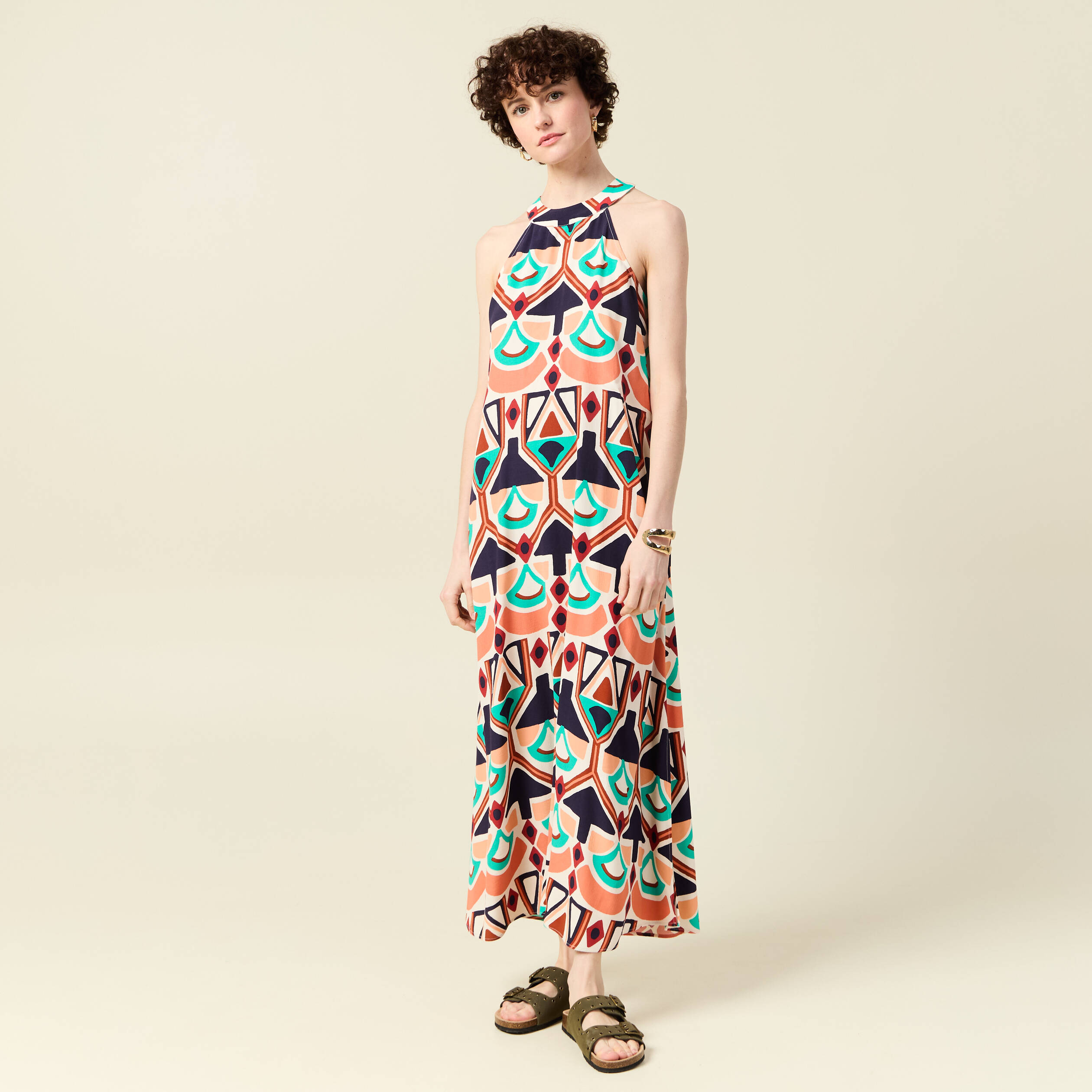 robe longue droite orange femme Robe longue droite orange femme