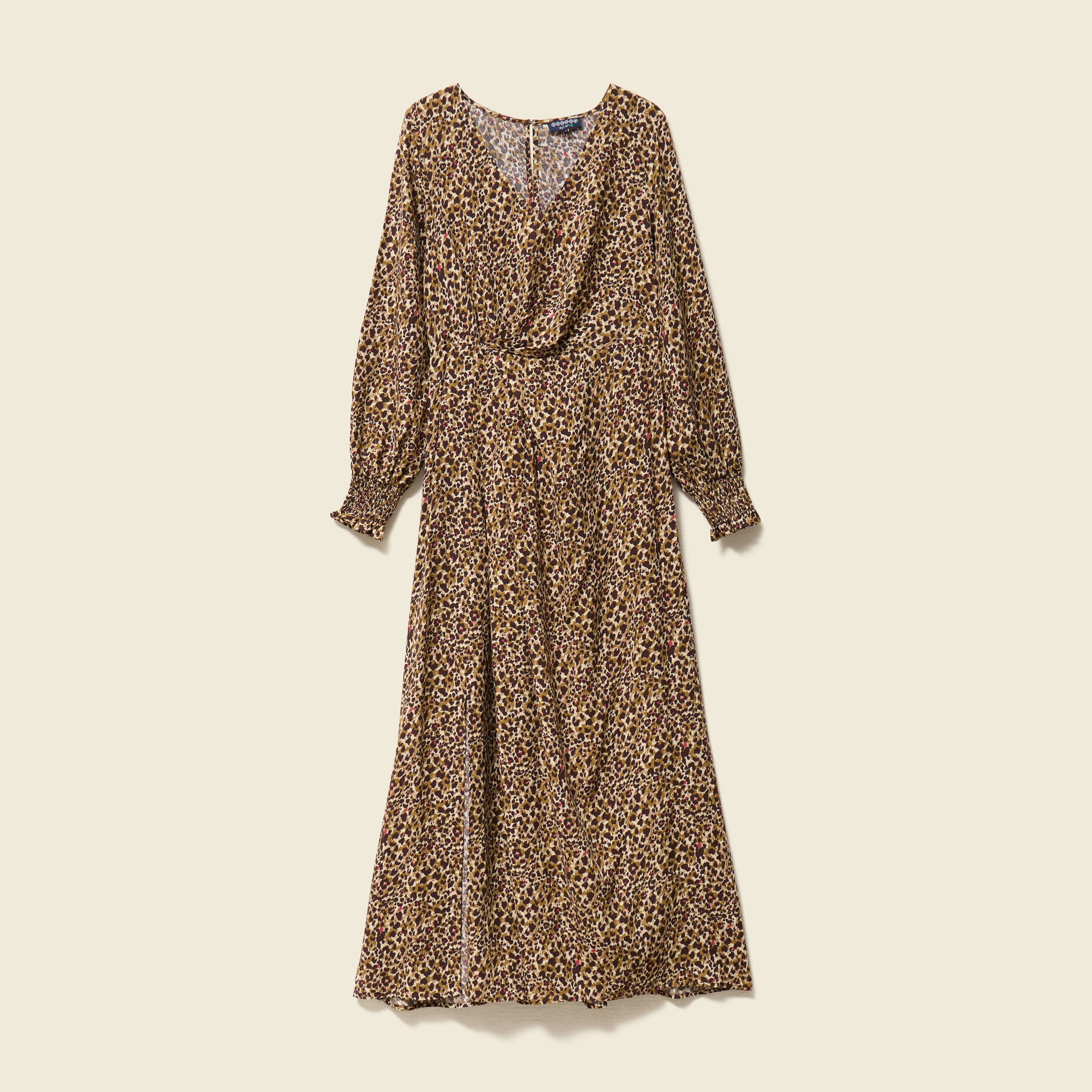 Robe longue &eacute;vas&eacute;e taupe femme