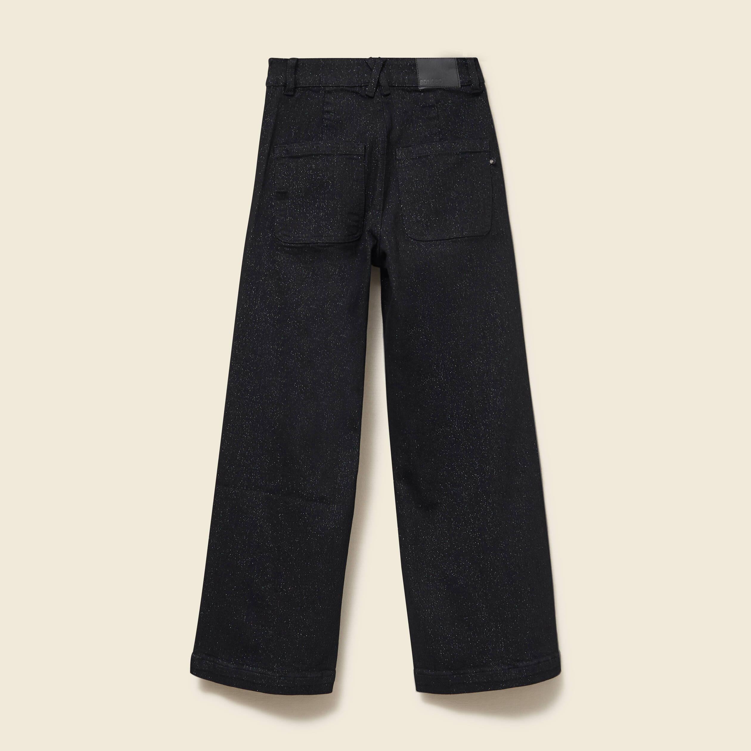 Jeans large taille haute denim noir femme