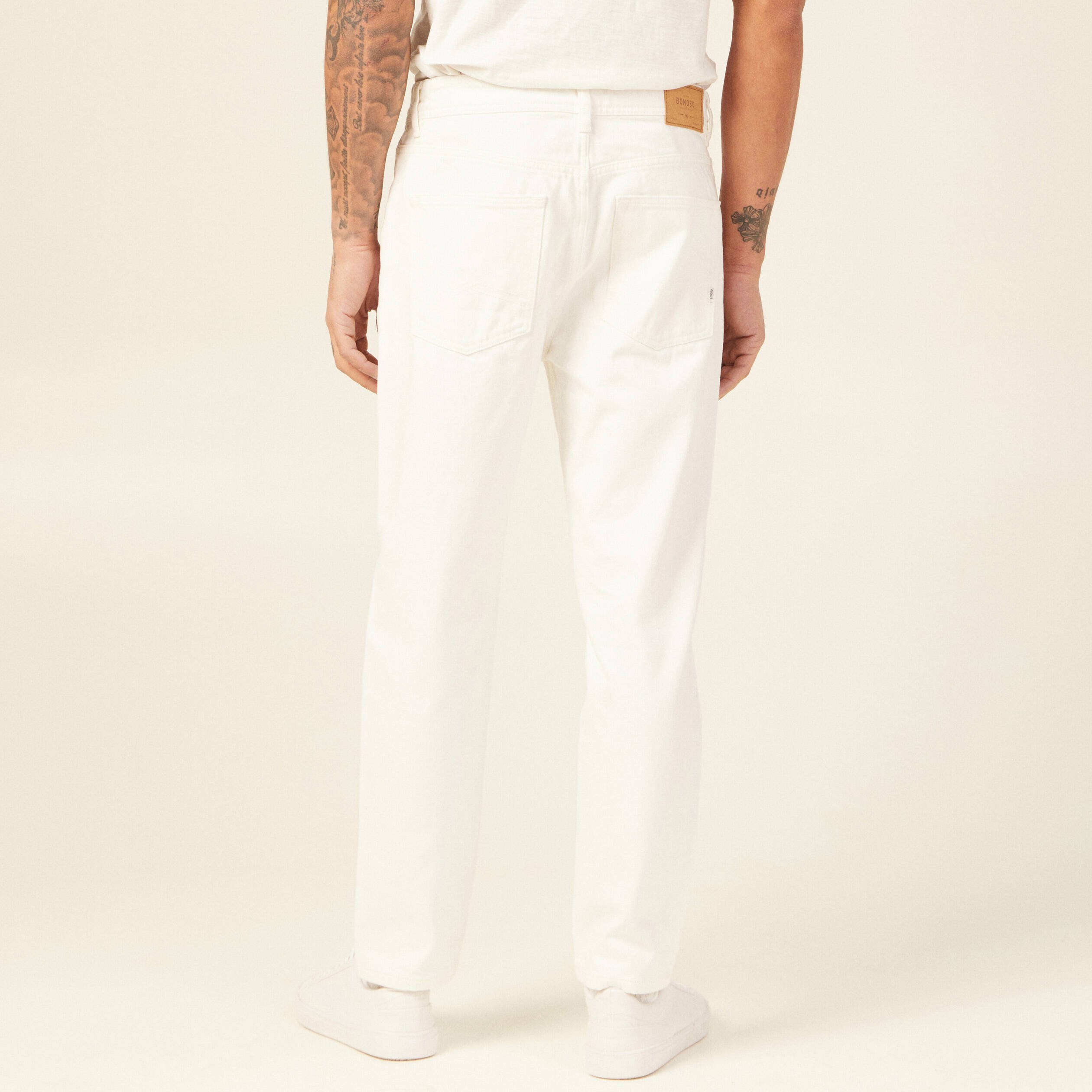 jeans straight tapered denim blanc homme Jeans straight tapered denim blanc homme