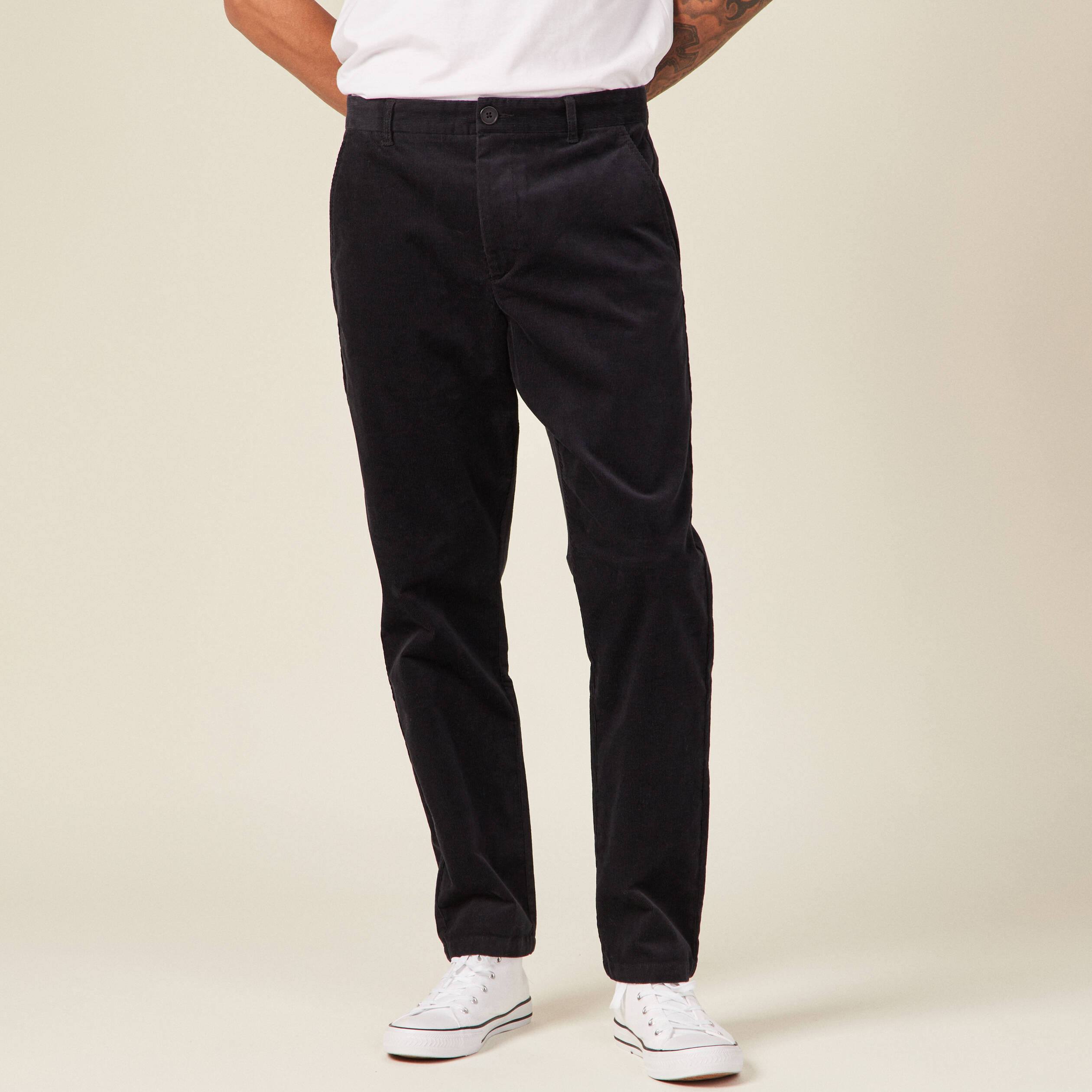 Pantalon chino tapered velours noir homme