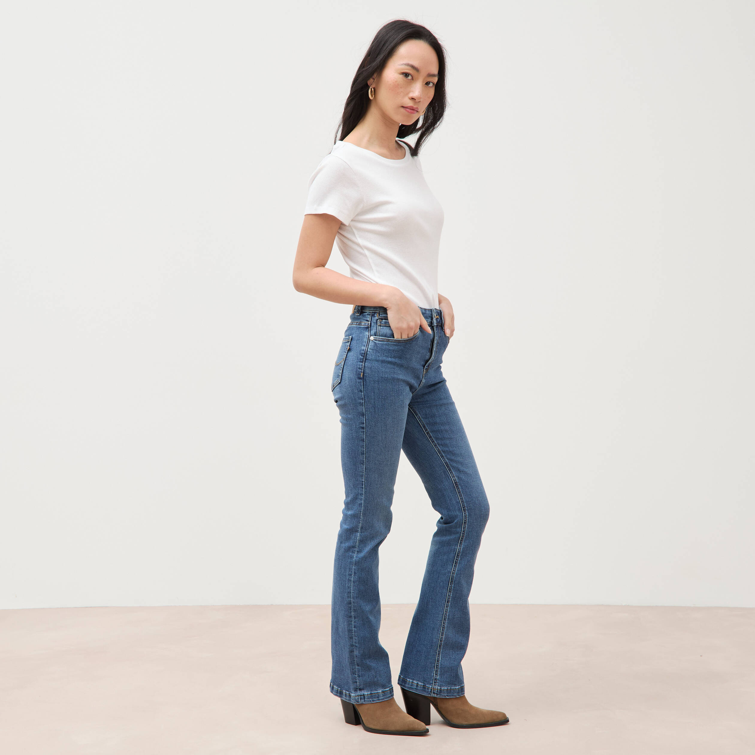 Jeans bootcut denim stone femme